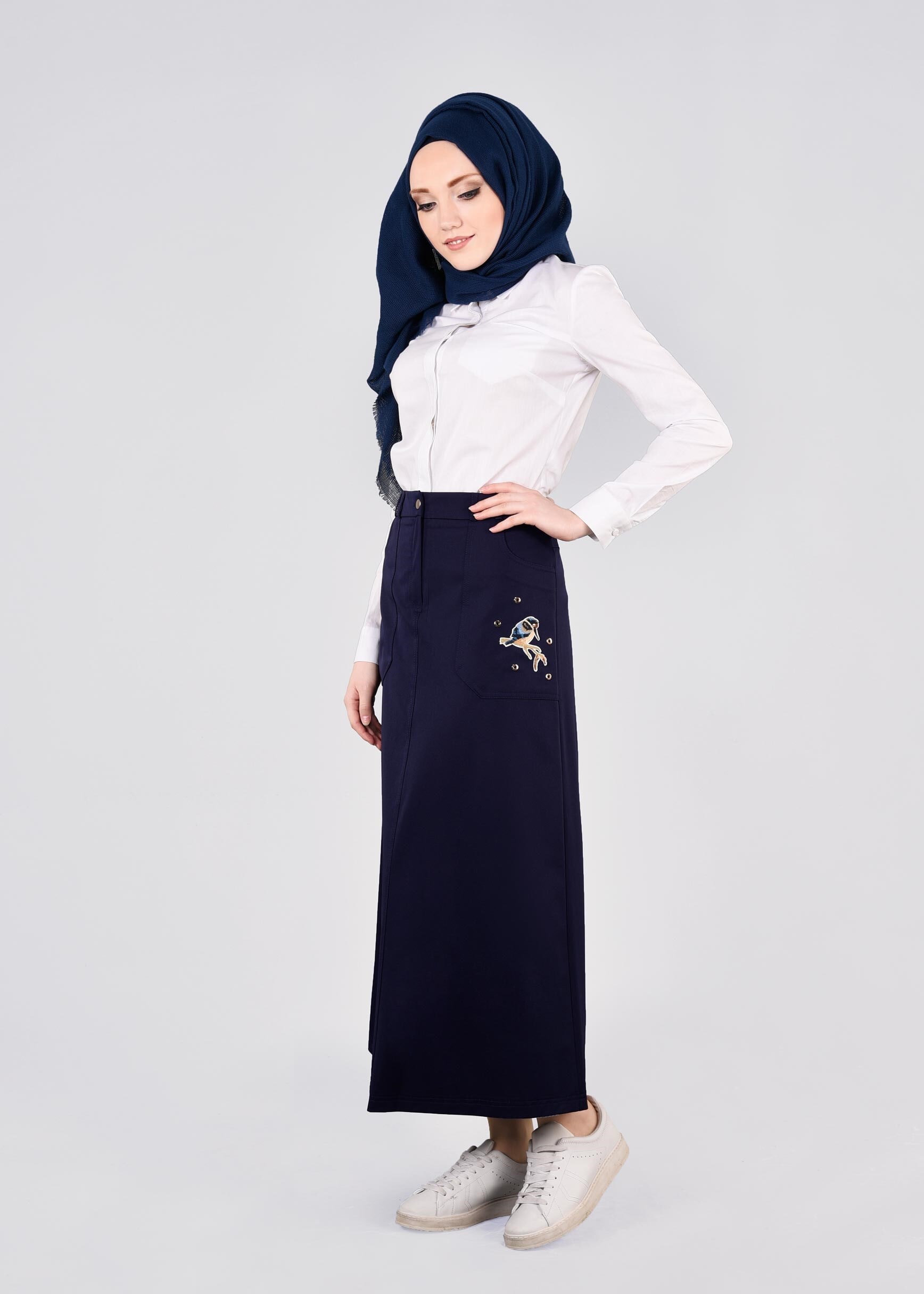 Tesettür giyim LACİVERT 6055 YAREN 43717 ETEK 38/46 TEK40