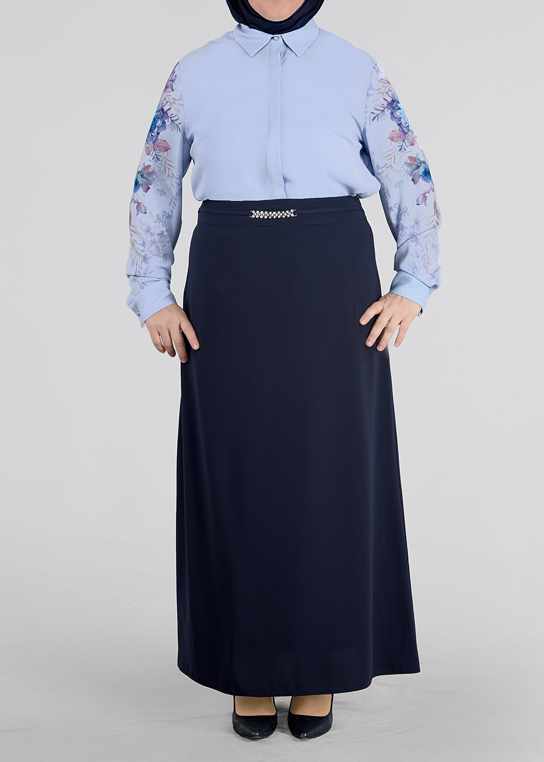 Tesettür giyim LACİVERT 6056 DİMA ETEK 44/52 TEK46