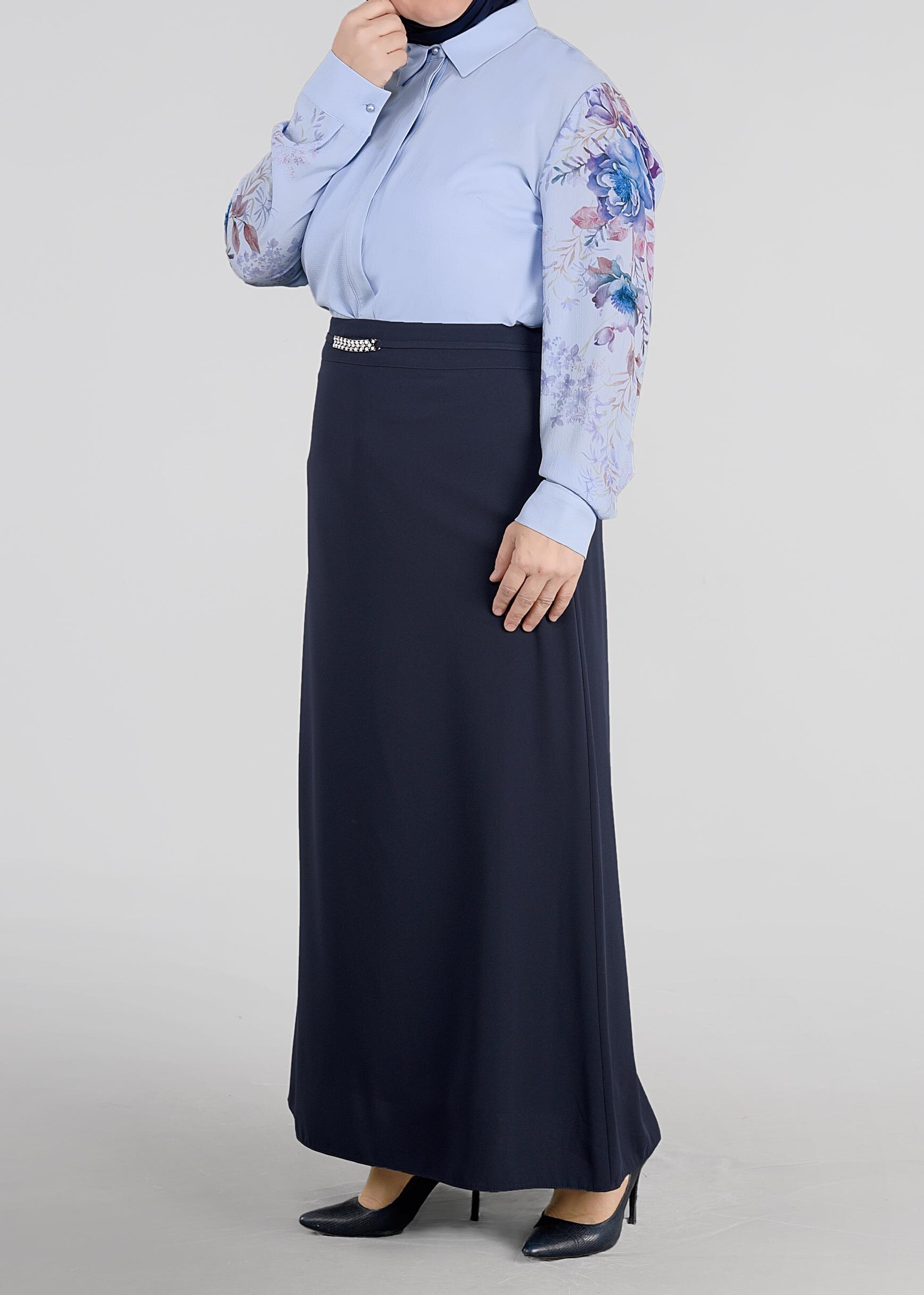 Tesettür giyim LACİVERT 6056 DİMA ETEK 44/52 TEK46