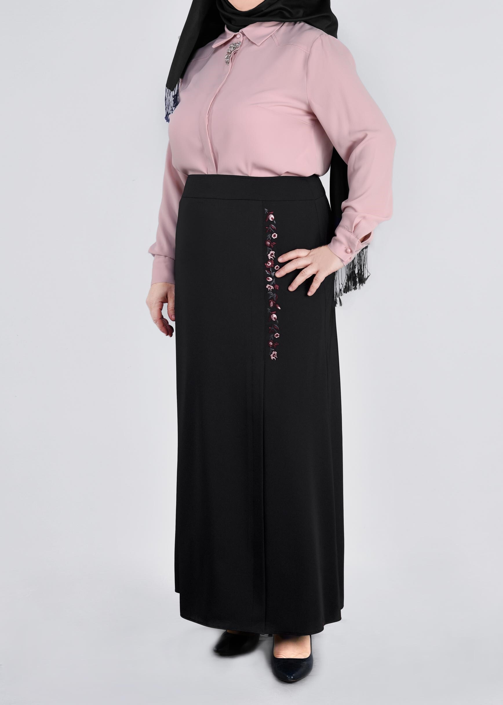 Tesettür giyim SİYAH 6057 SARAH ETEK 44/52 TEK46