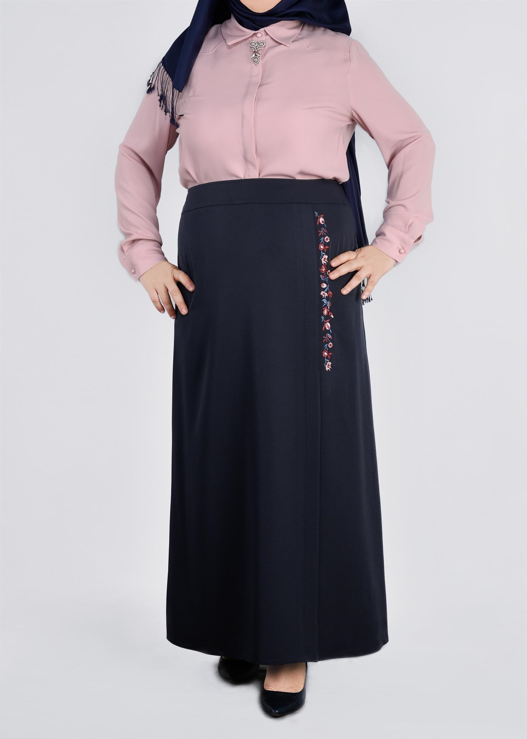 Tesettür giyim LACİVERT 6057 SARAH ETEK 44/52 TEK46