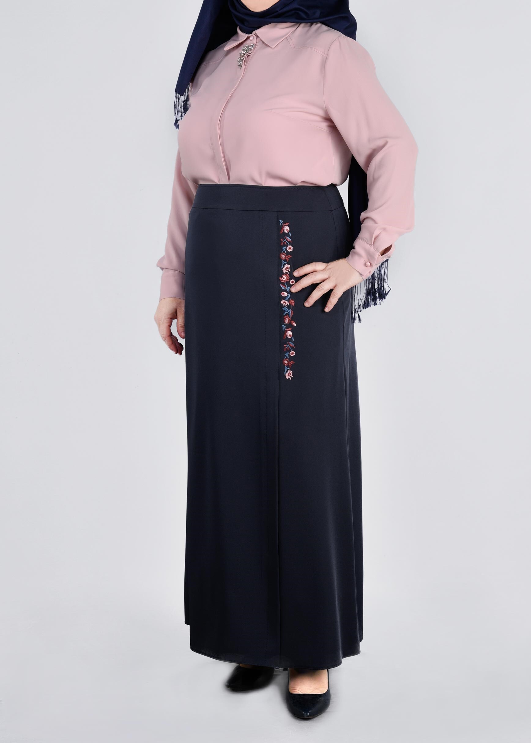 Tesettür giyim LACİVERT 6057 SARAH ETEK 44/52 TEK46