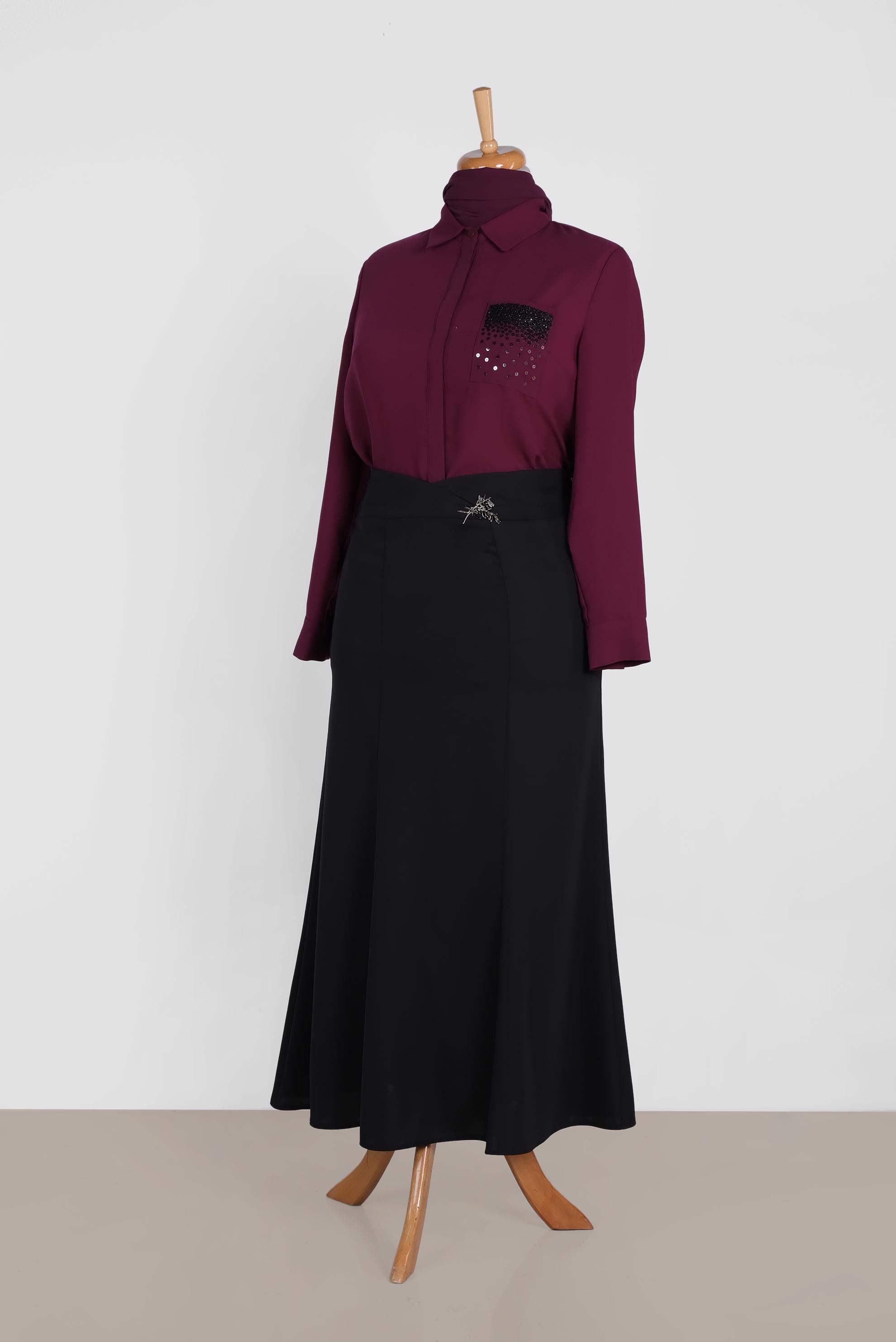 Tesettür giyim SİYAH 6058 ELİTE 11620 ETEK 44/52 TEK42