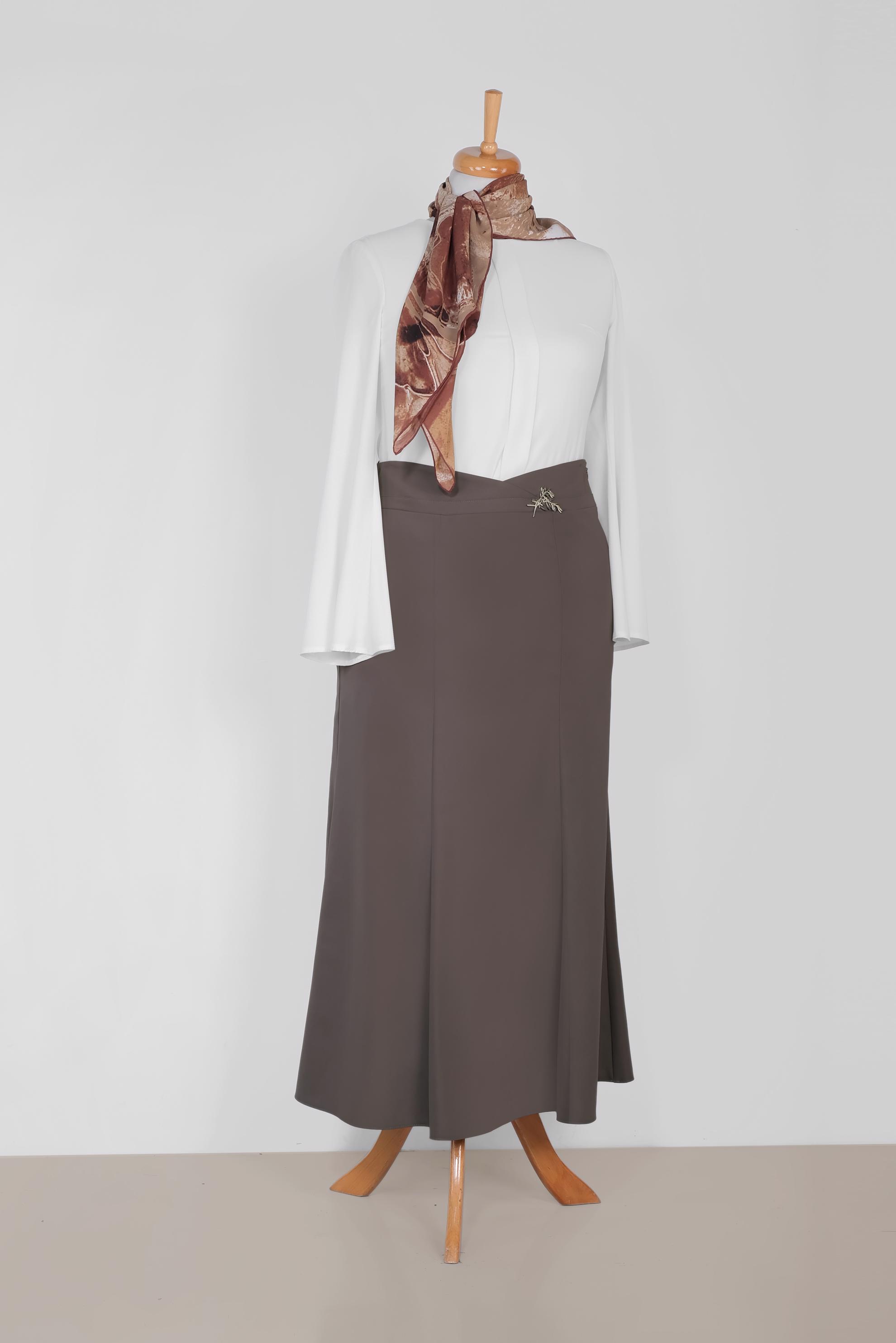 Tesettür giyim VİZON 6058 ELİTE 11620 ETEK 44/52 TEK42