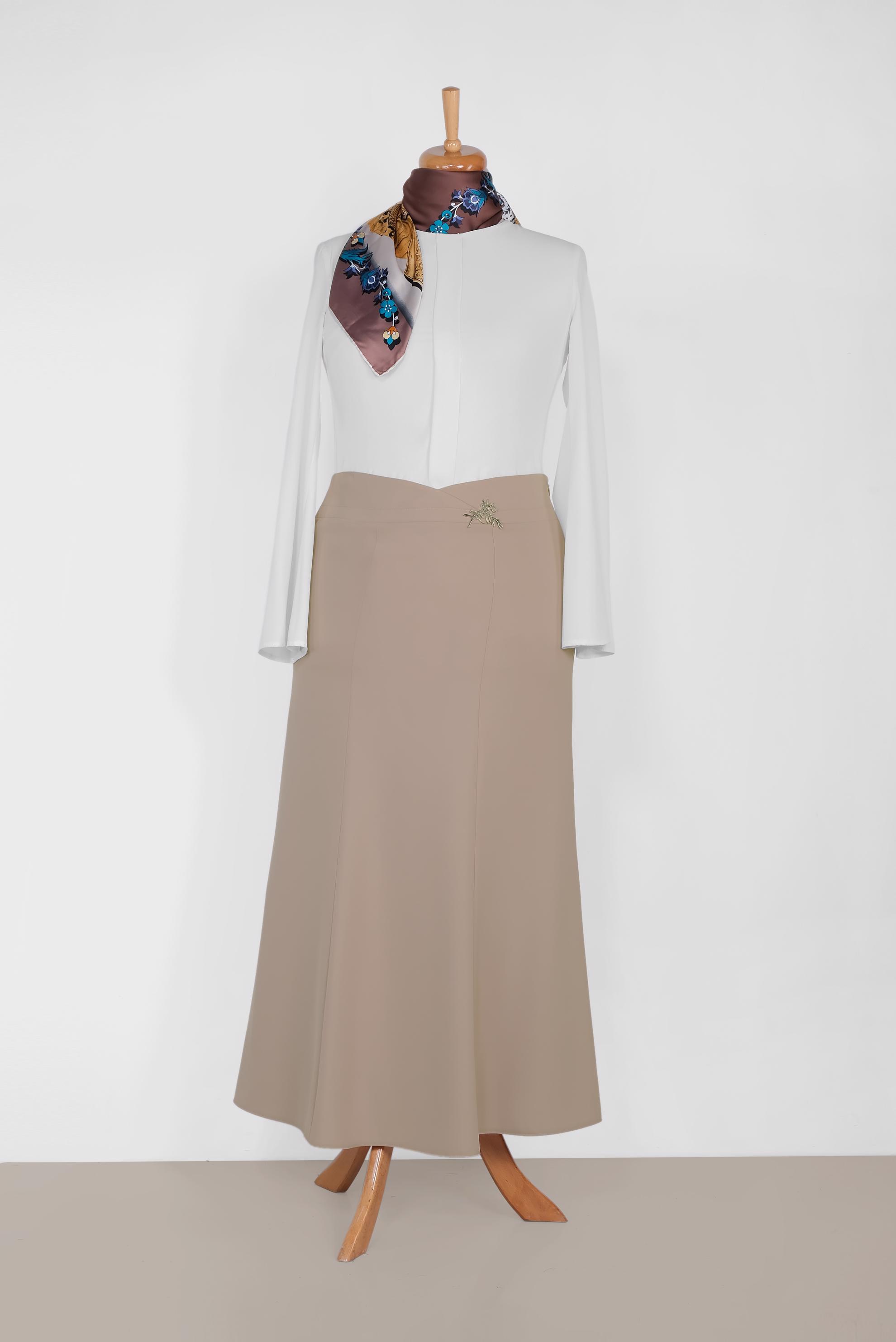 Tesettür giyim KAHVE 6058 ELİTE 11620 ETEK 44/52 TEK42