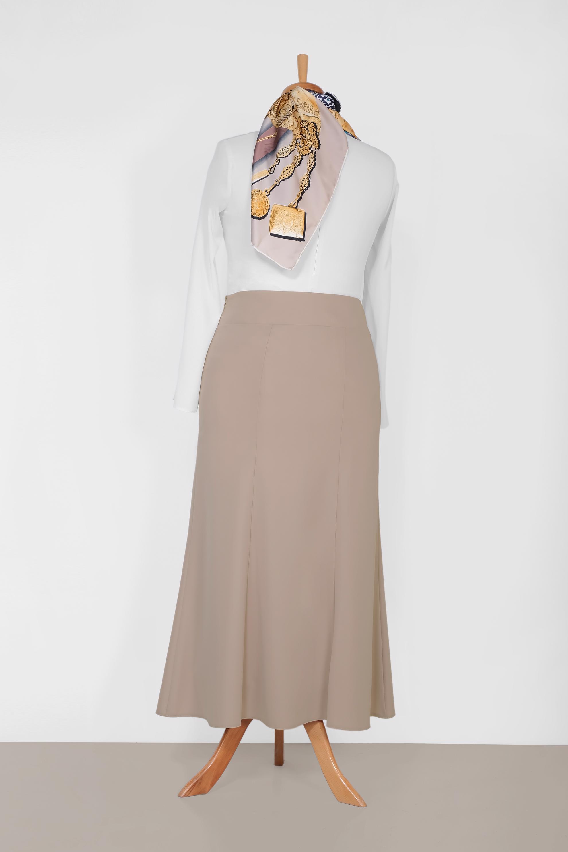 Tesettür giyim KAHVE 6058 ELİTE 11620 ETEK 44/52 TEK42