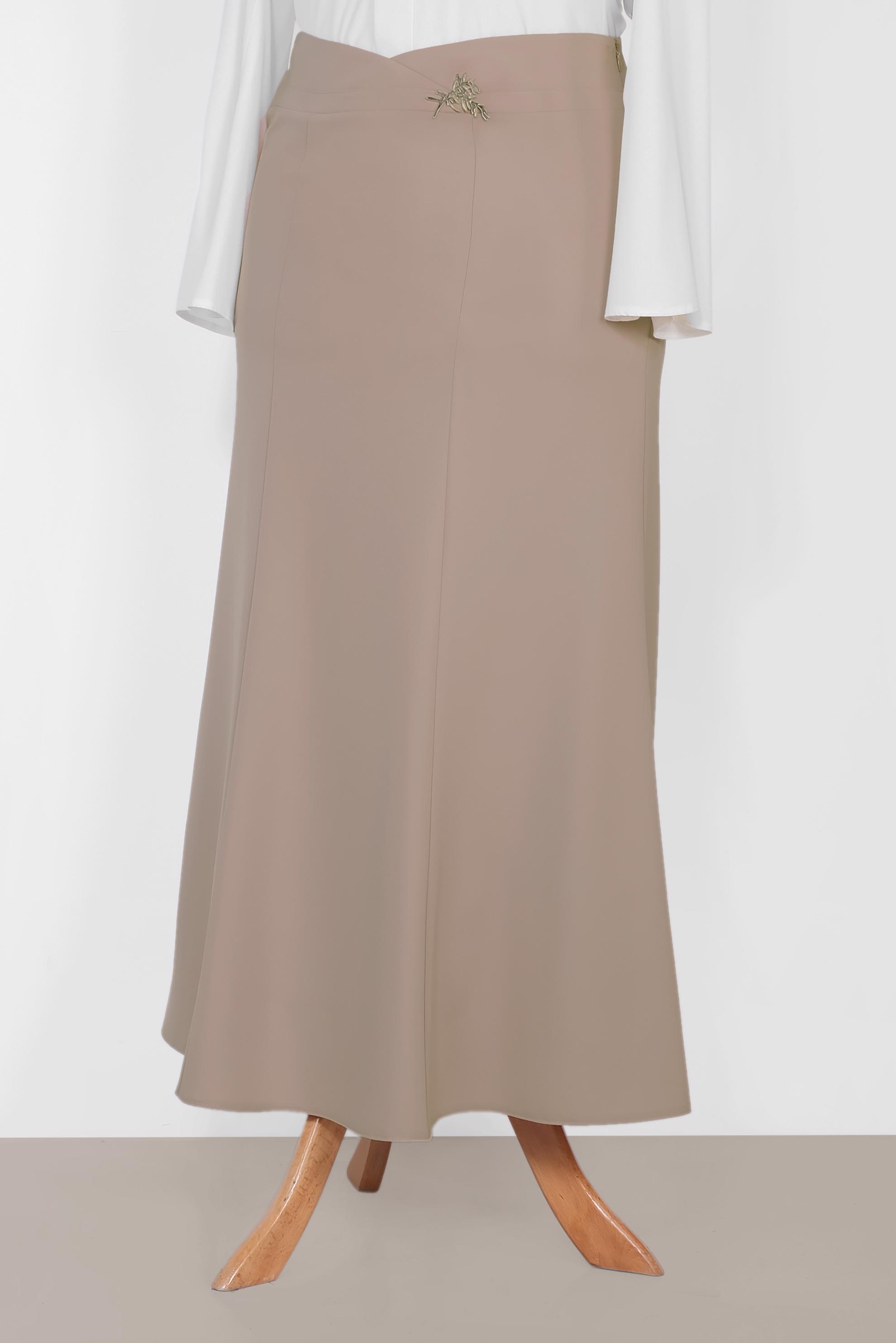 Tesettür giyim KAHVE 6058 ELİTE 11620 ETEK 44/52 TEK42