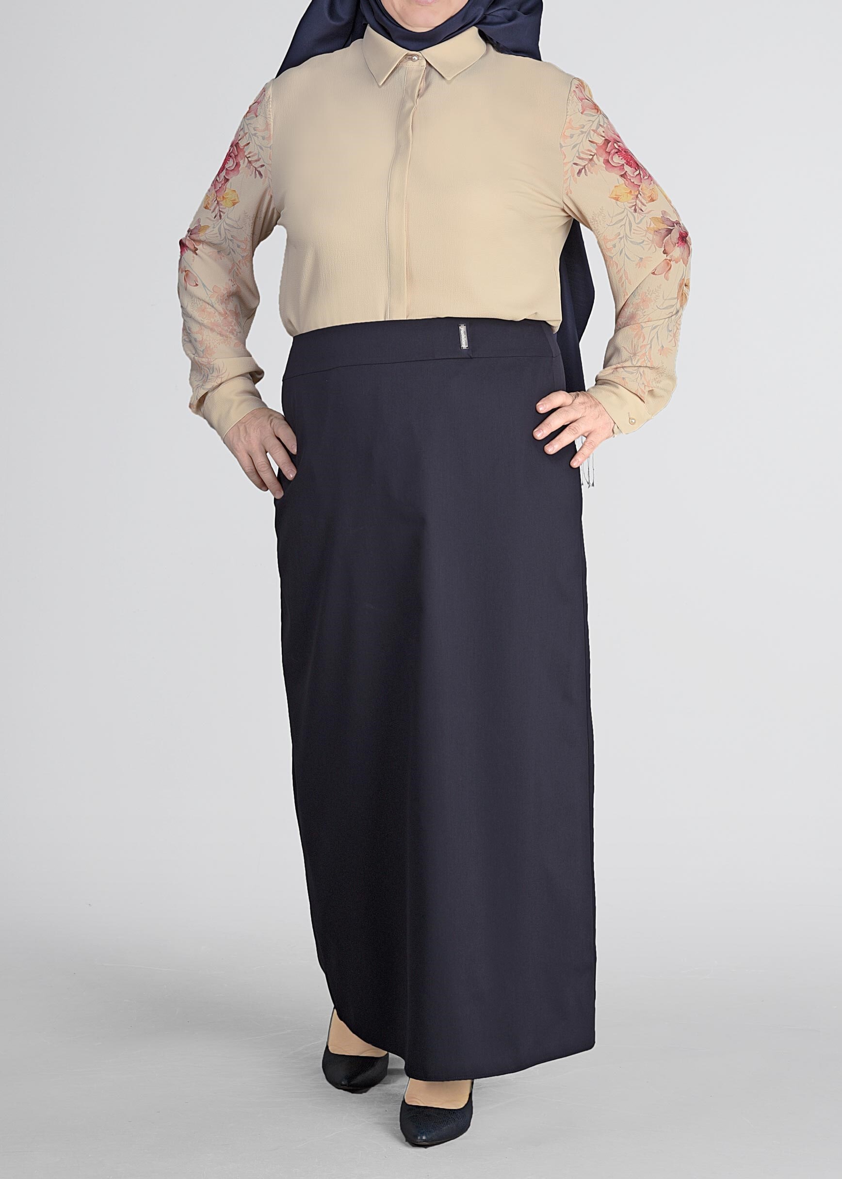 Tesettür giyim LACİVERT 6060 NATALİA ETEK 44/52 TEK42