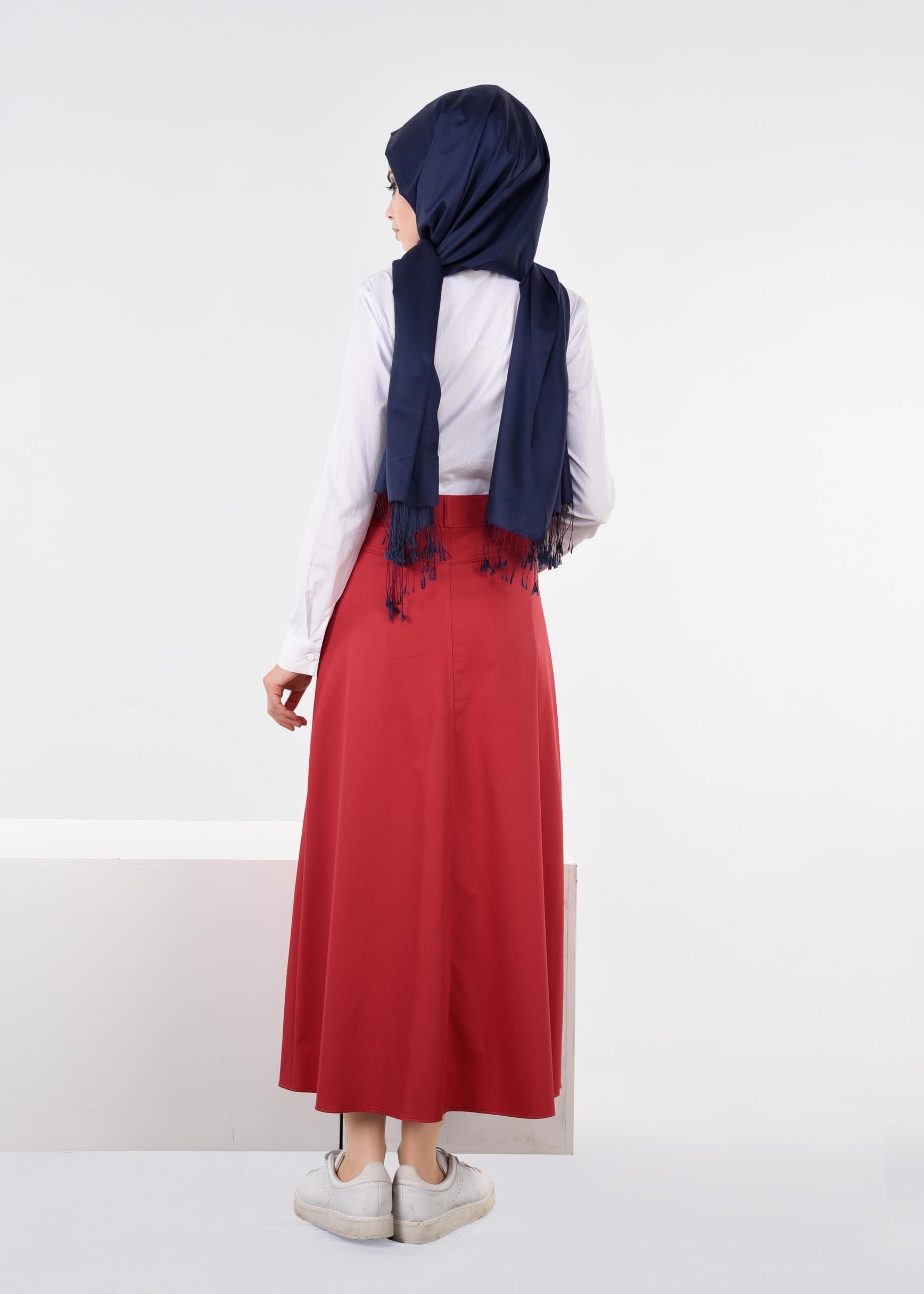 Tesettür giyim KIRMIZI 6063 MARİT 43498 ETEK 38/46 TEK40