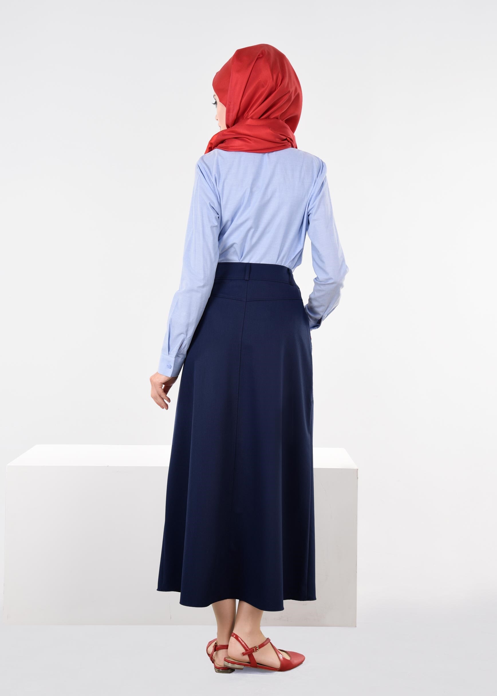 Tesettür giyim LACİVERT 6063 MARİT 43498 ETEK 38/46 TEK40