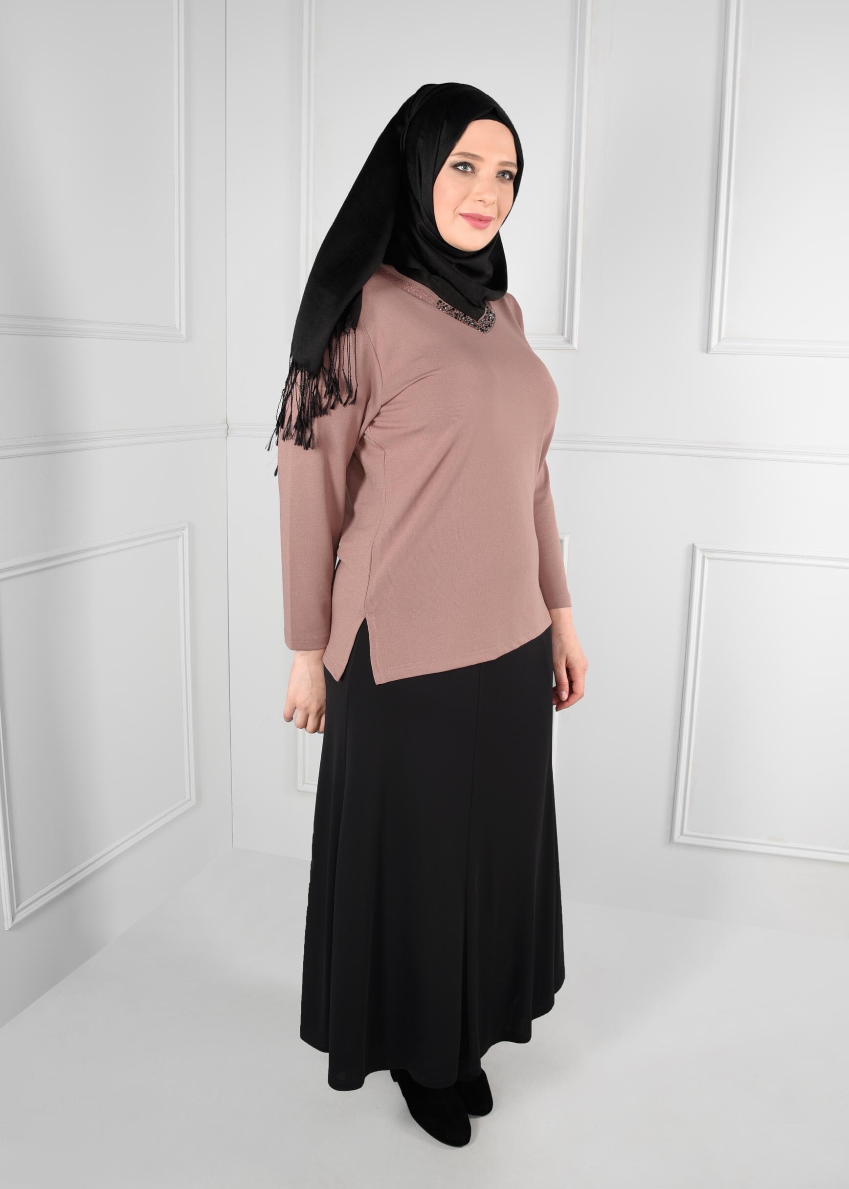 Tesettür giyim SİYAH 6066 ELSA ETEK 44/52 TEK46