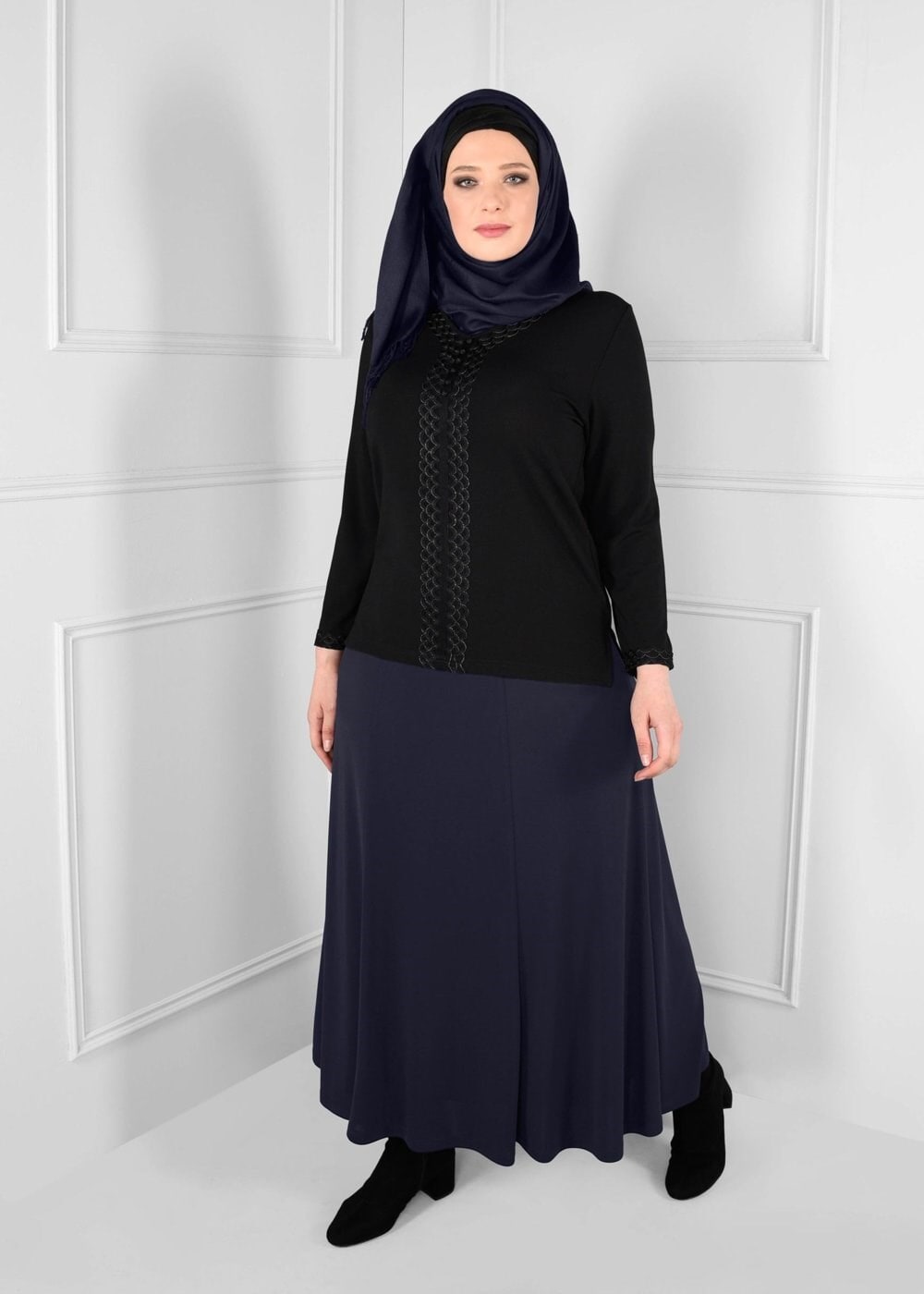 Tesettür giyim LACİVERT 6066 ELSA ETEK 44/52 TEK46