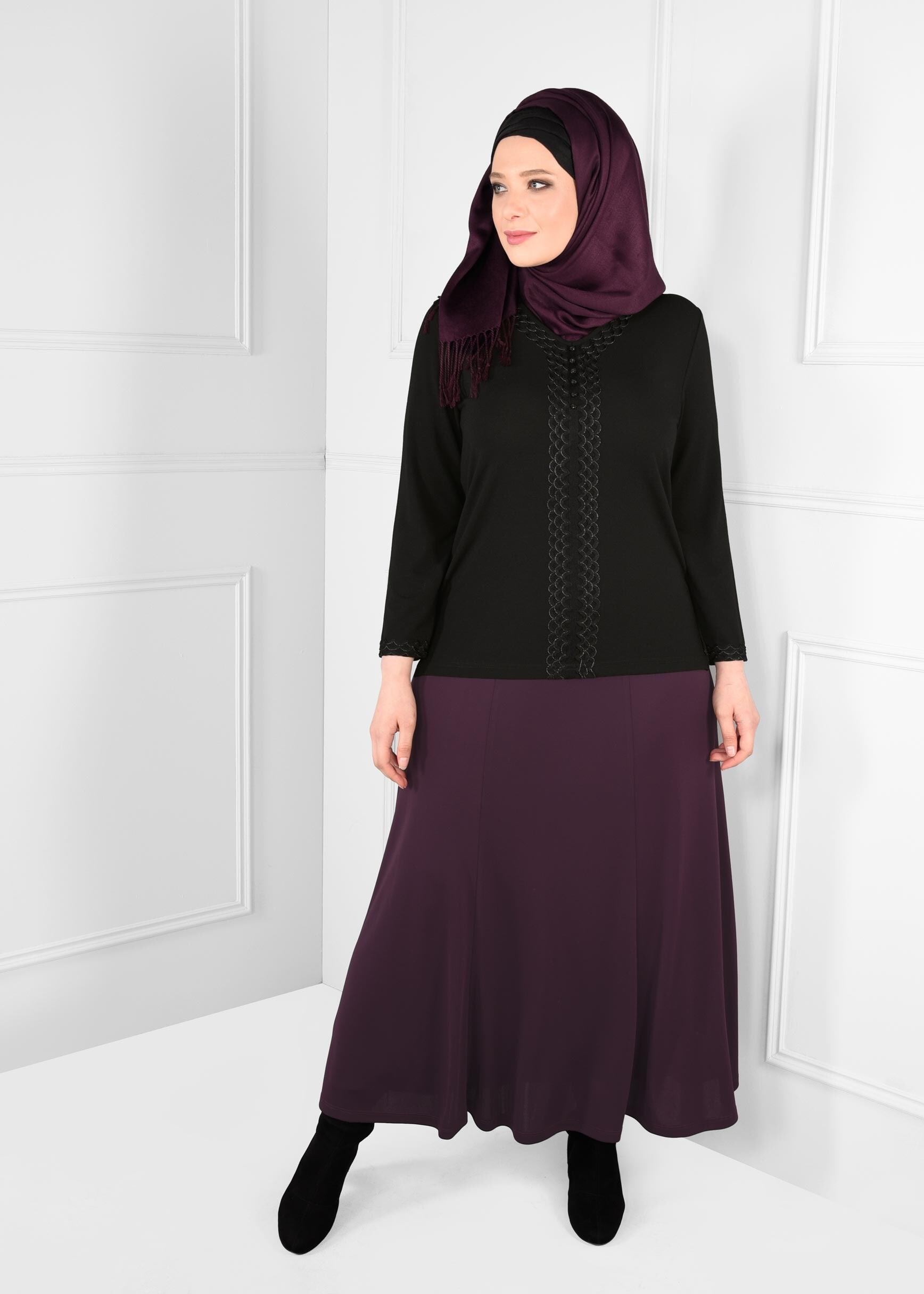 Tesettür giyim MÜRDÜM 6066 ELSA ETEK 44/52 TEK46