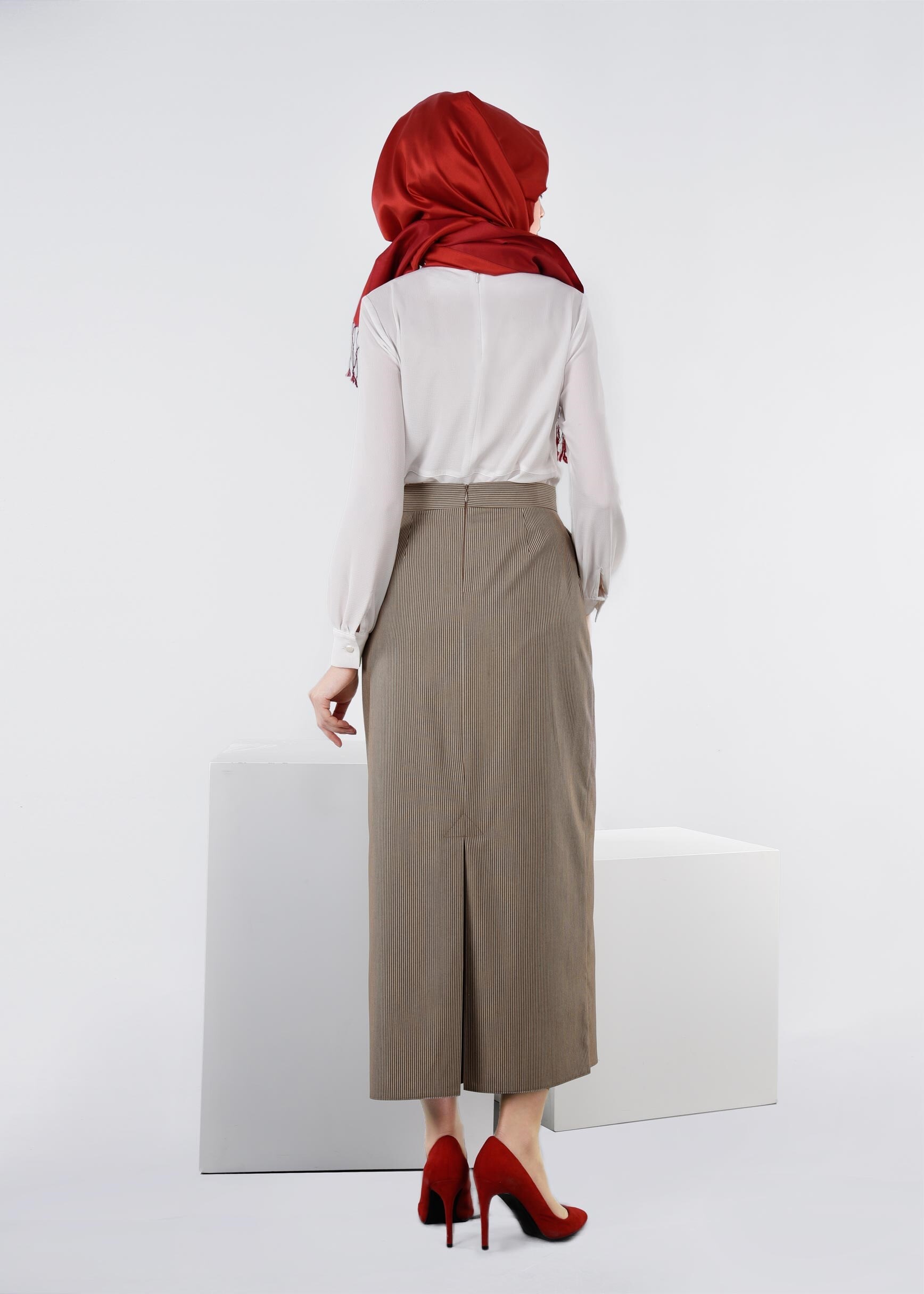 Tesettür giyim KAHVE 6069 BEGONYA 11161 ETEK 38/44 TEK40