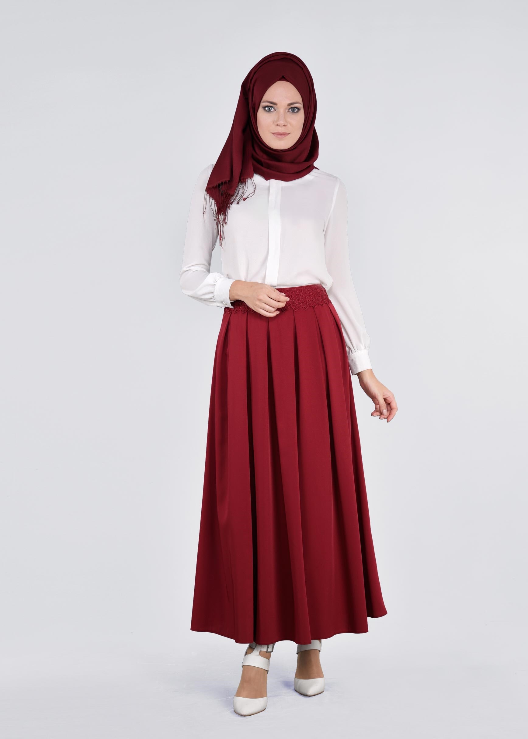 Tesettür giyim BORDO 6073 SARAH ETEK 36/42 TEK38
