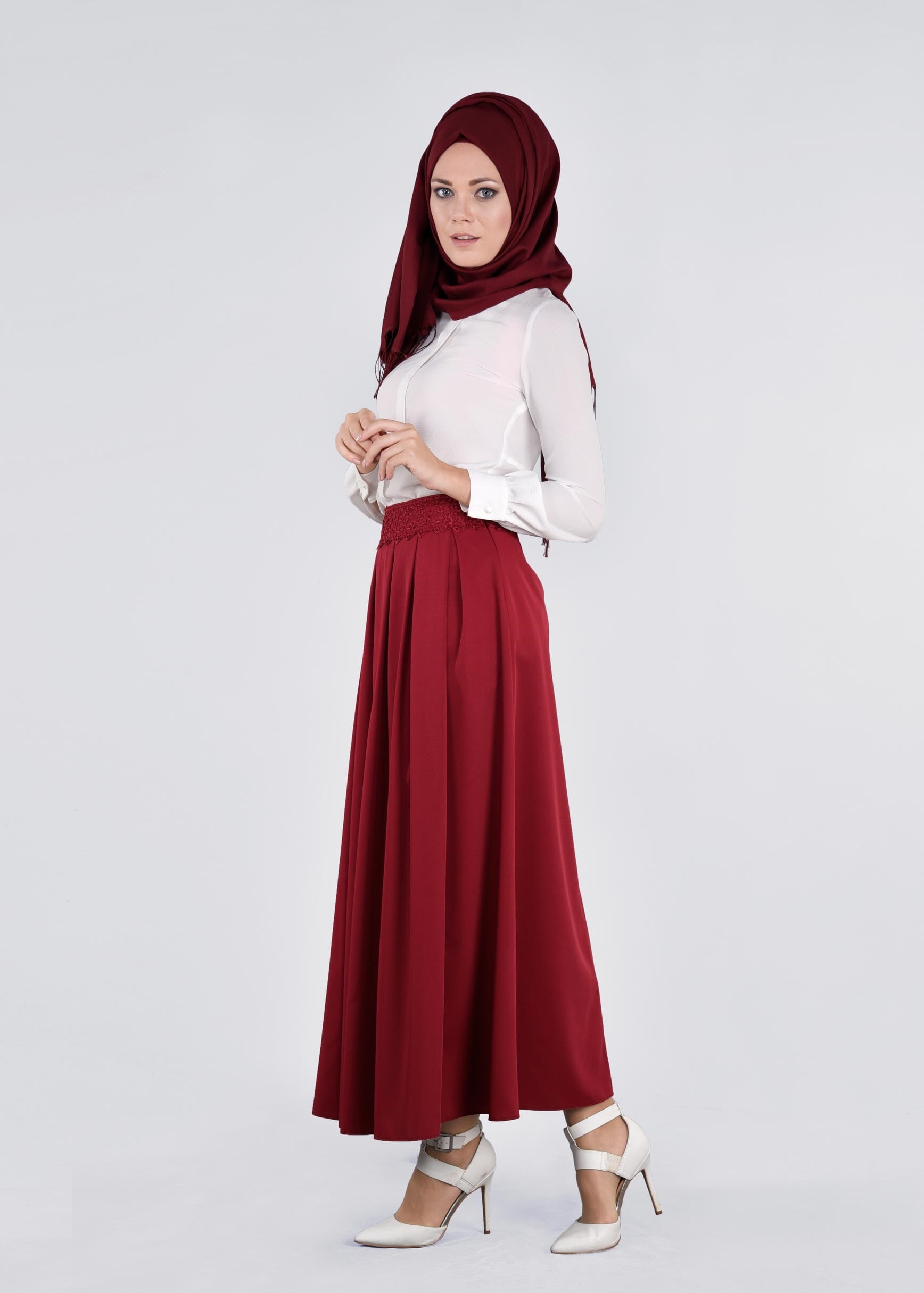 Tesettür giyim BORDO 6073 SARAH ETEK 36/42 TEK38