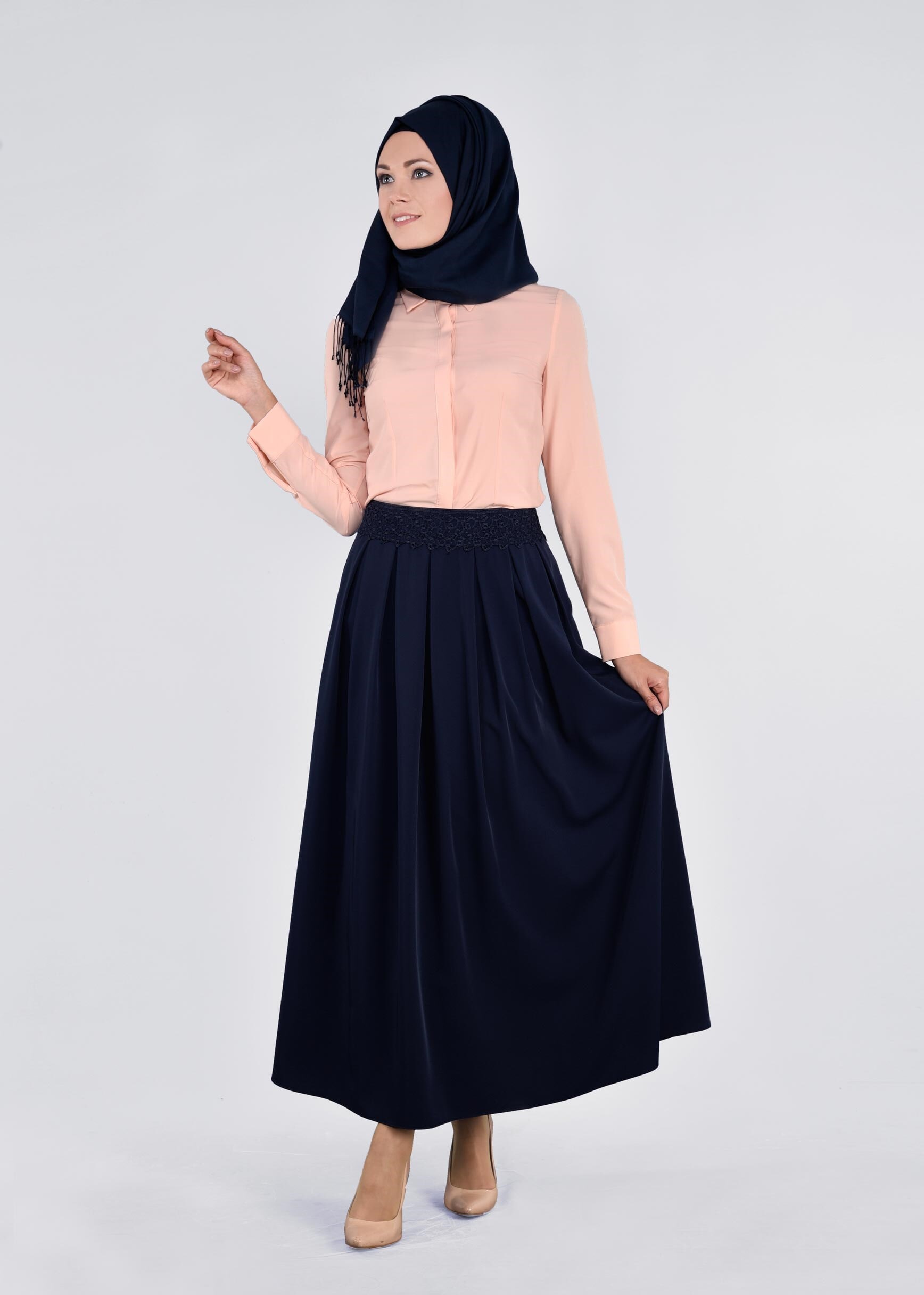 Tesettür giyim LACİVERT 6073 SARAH ETEK 36/42 TEK38