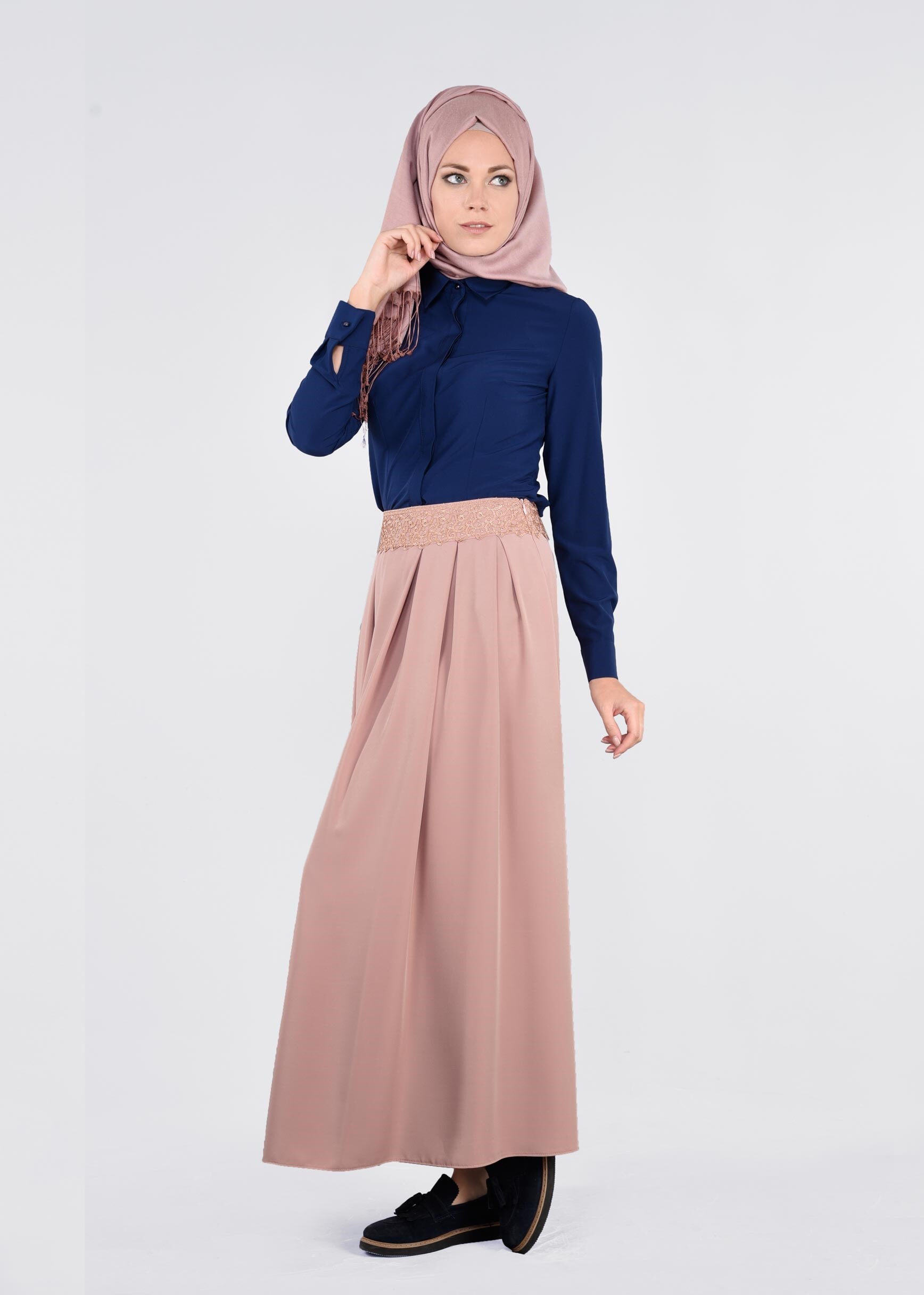 Tesettür giyim PUDRA 6073 SARAH ETEK 36/42 TEK38