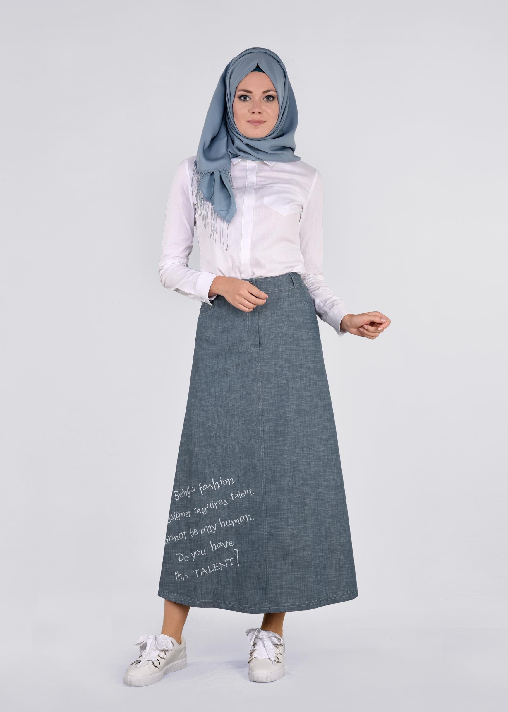 Tesettür giyim LACİVERT 6075 17631 ETEK 38/46 TEK40