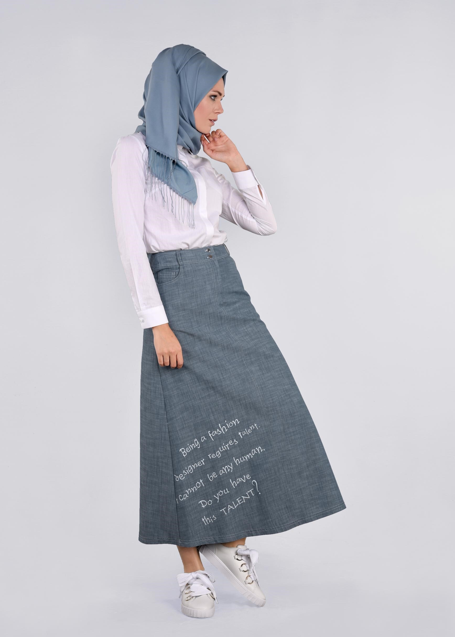 Tesettür giyim LACİVERT 6075 17631 ETEK 38/46 TEK40