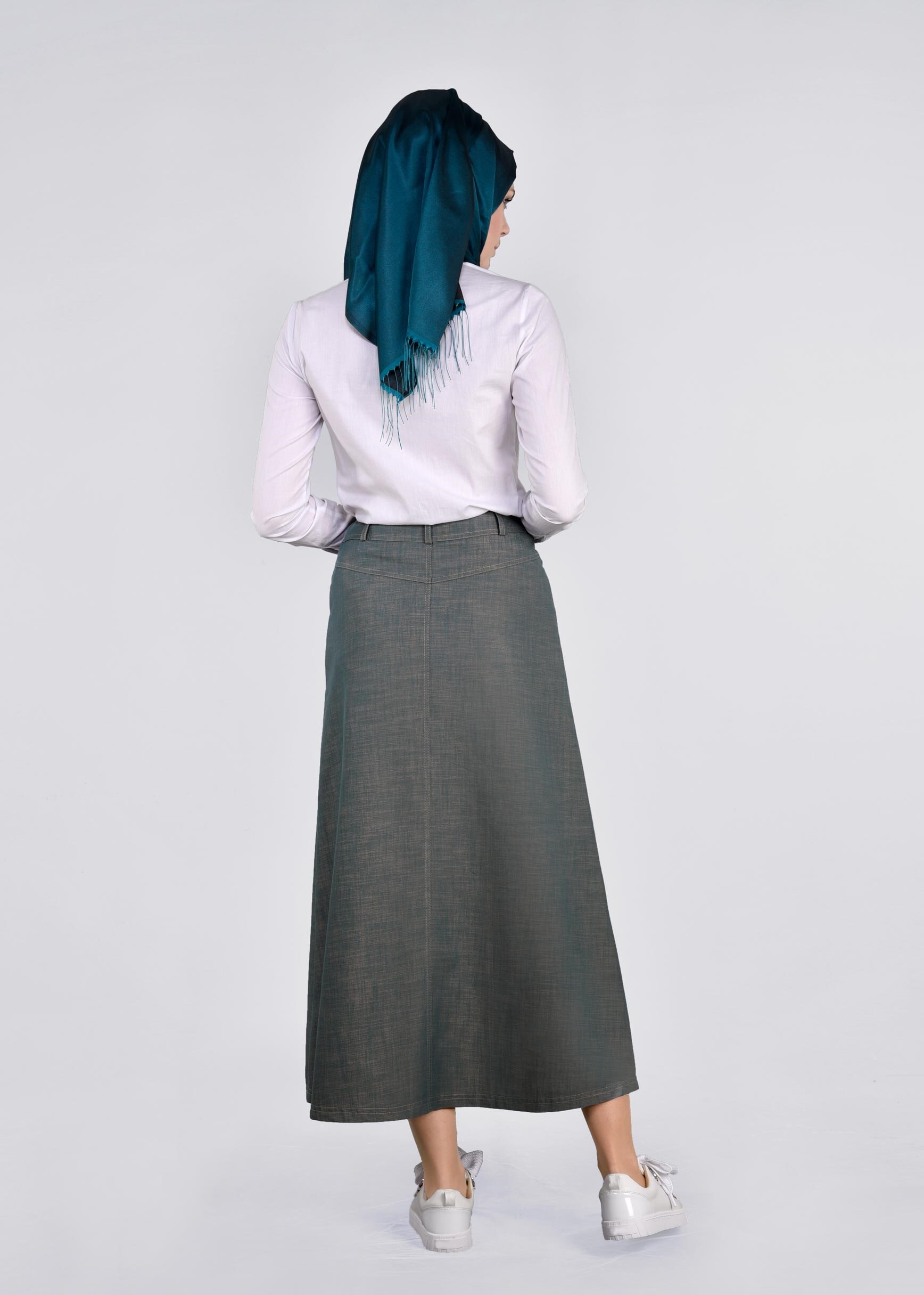 Tesettür giyim MAVİ 6075 17631 ETEK 38/46 TEK40