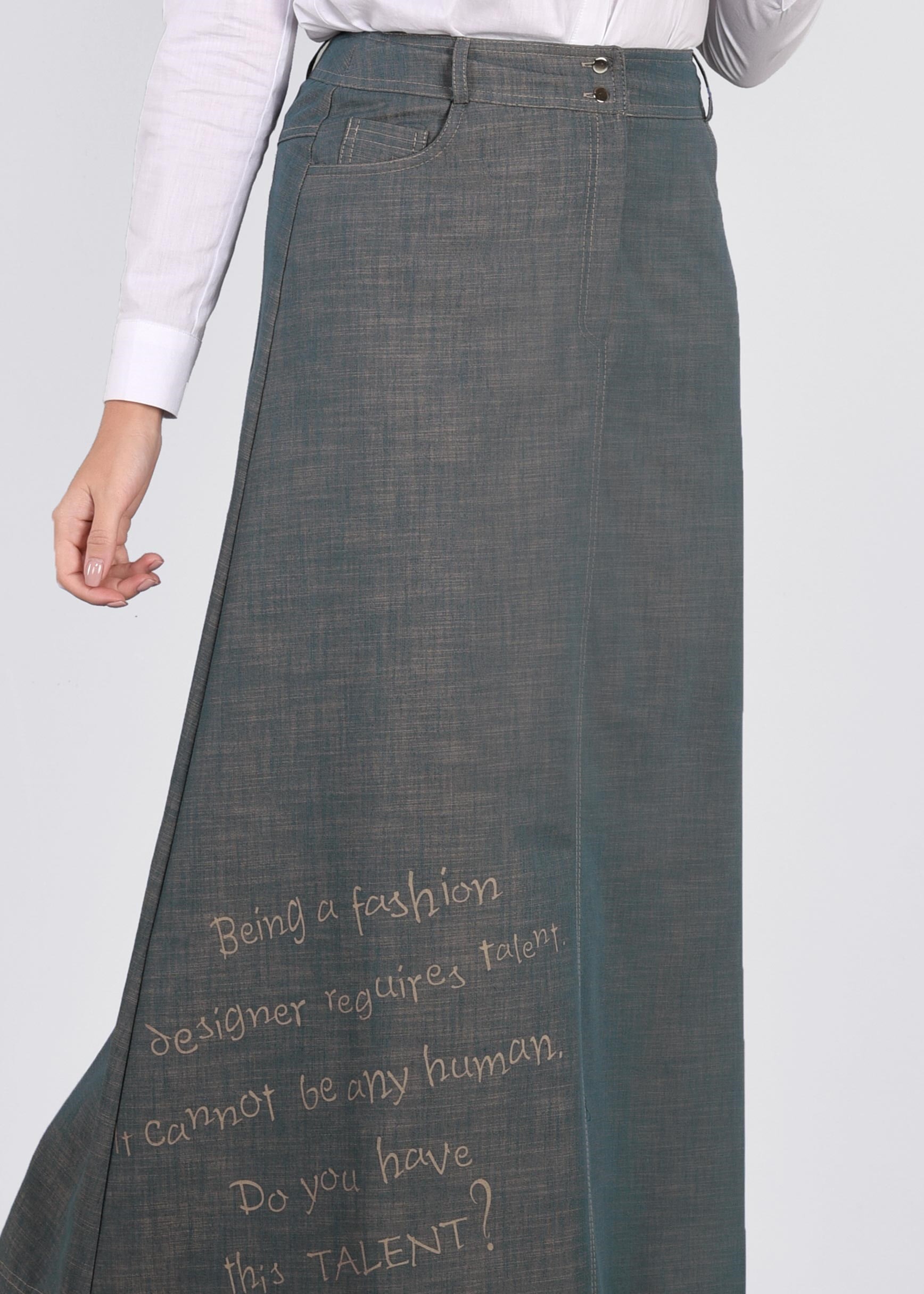 Tesettür giyim MAVİ 6075 17631 ETEK 38/46 TEK40