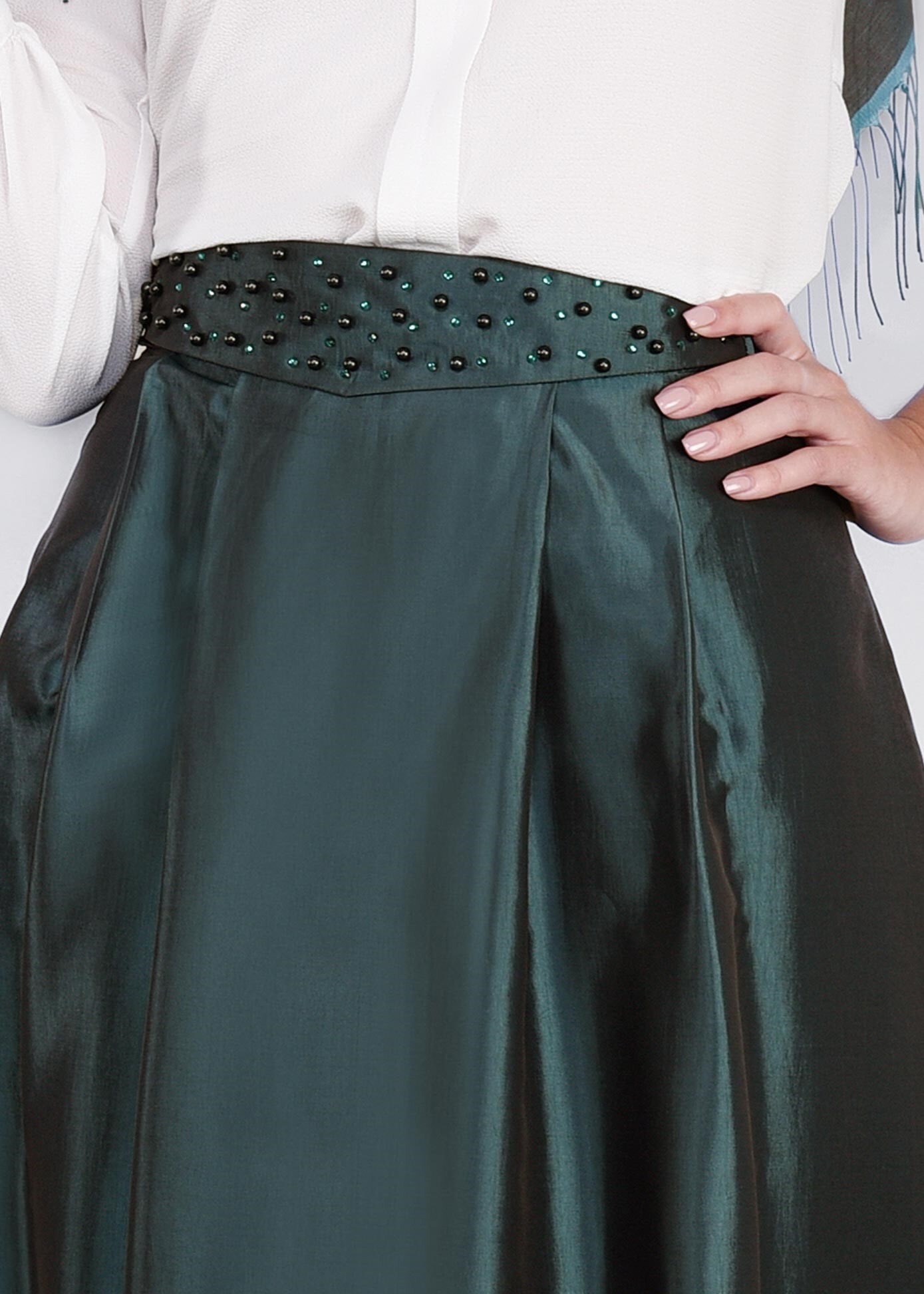 Tesettür giyim MAVİ ASİMETRİK KESİM CEPLİ ETEK 6079