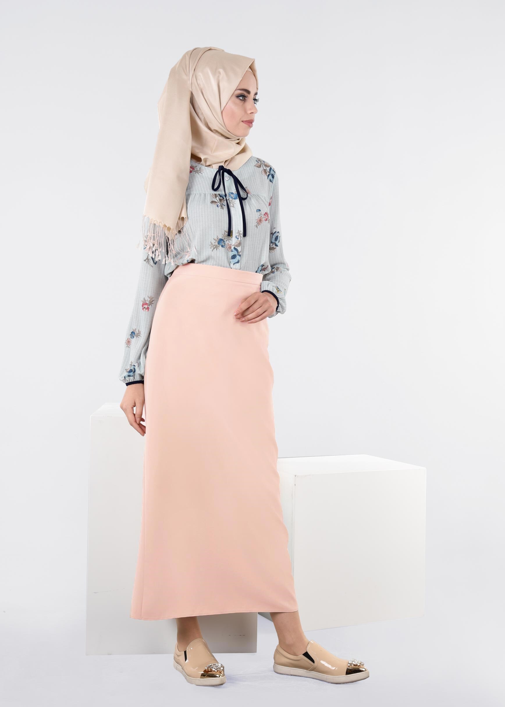 Tesettür giyim PUDRA 6020-3 WEB ZOOM ETEK 38/48 TEK42