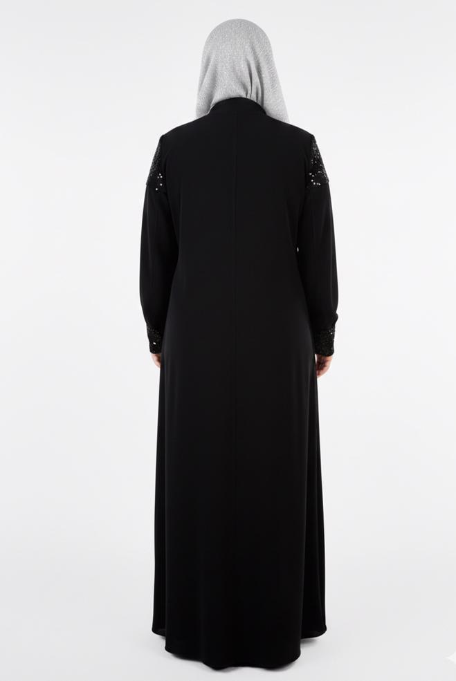 Hijab clothing BLACK GEM DETAILED ABAYA 8232 - ALVİNA