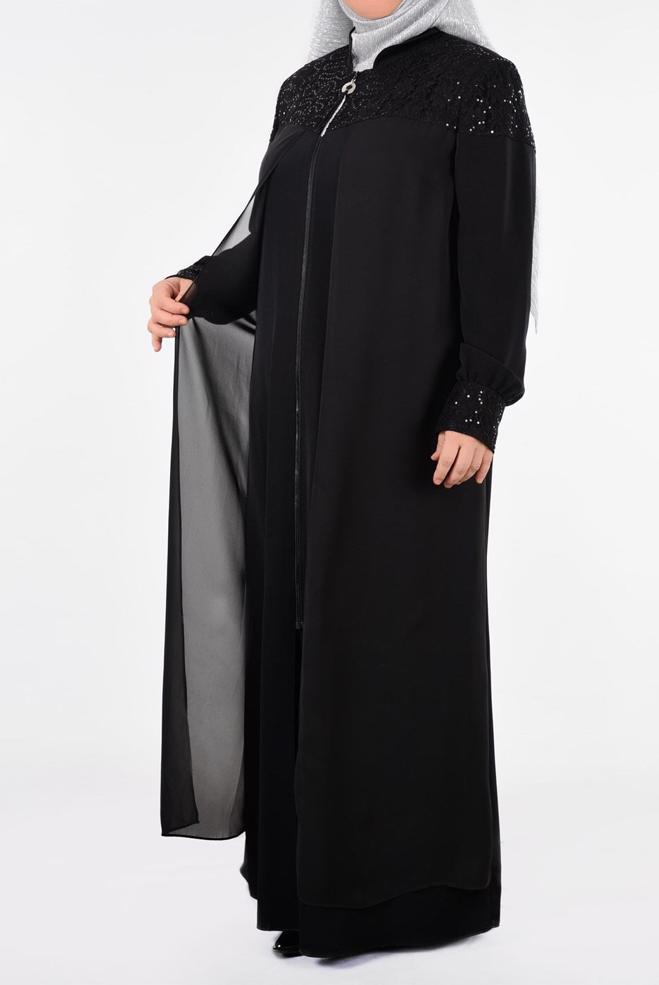 Hijab clothing BLACK 8232 CRİSS FERACE 42/50 TEK40 - ALVİNA