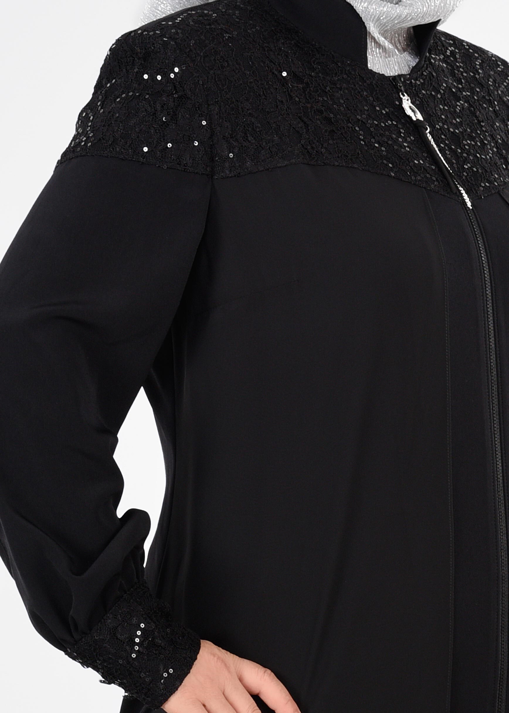 Tesettür giyim SİYAH 8232 CRİSS FERACE 42/50 TEK40