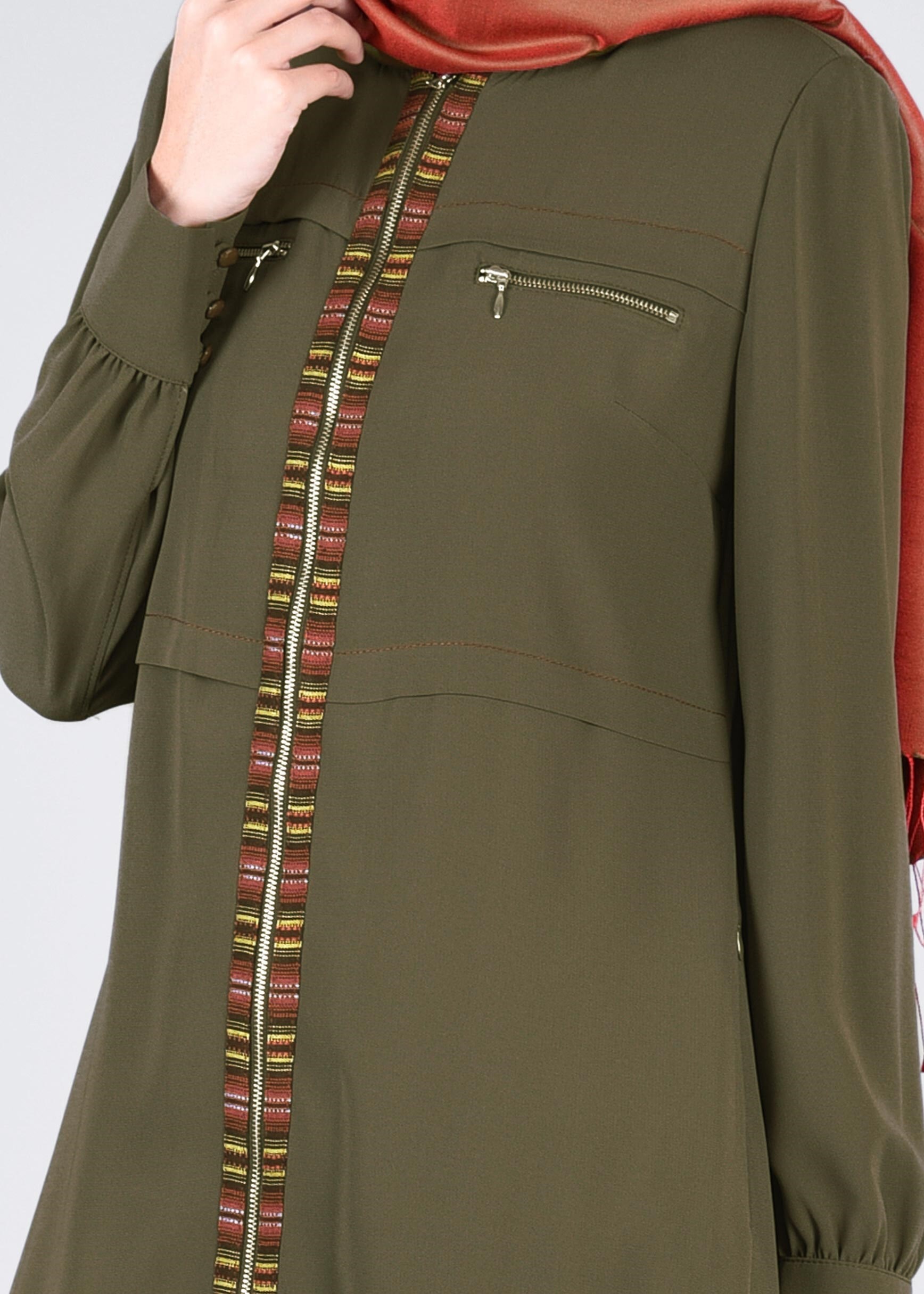 Tesettür giyim HAKİ 8251 ESMA 6331 FERACE 38/46 TEK40