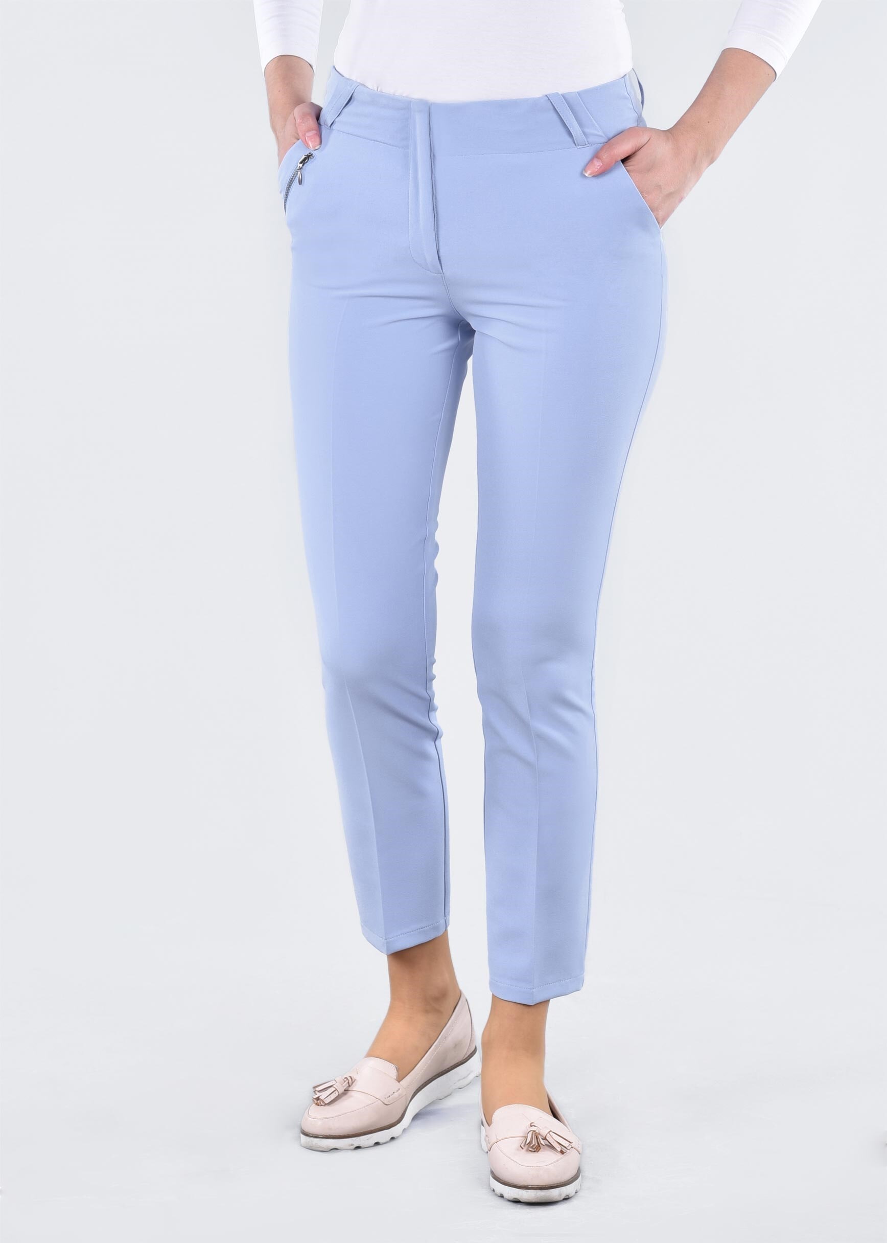 Tesettür giyim MAVİ 7107 RENGİN PANTOLON 38/46 TEK36