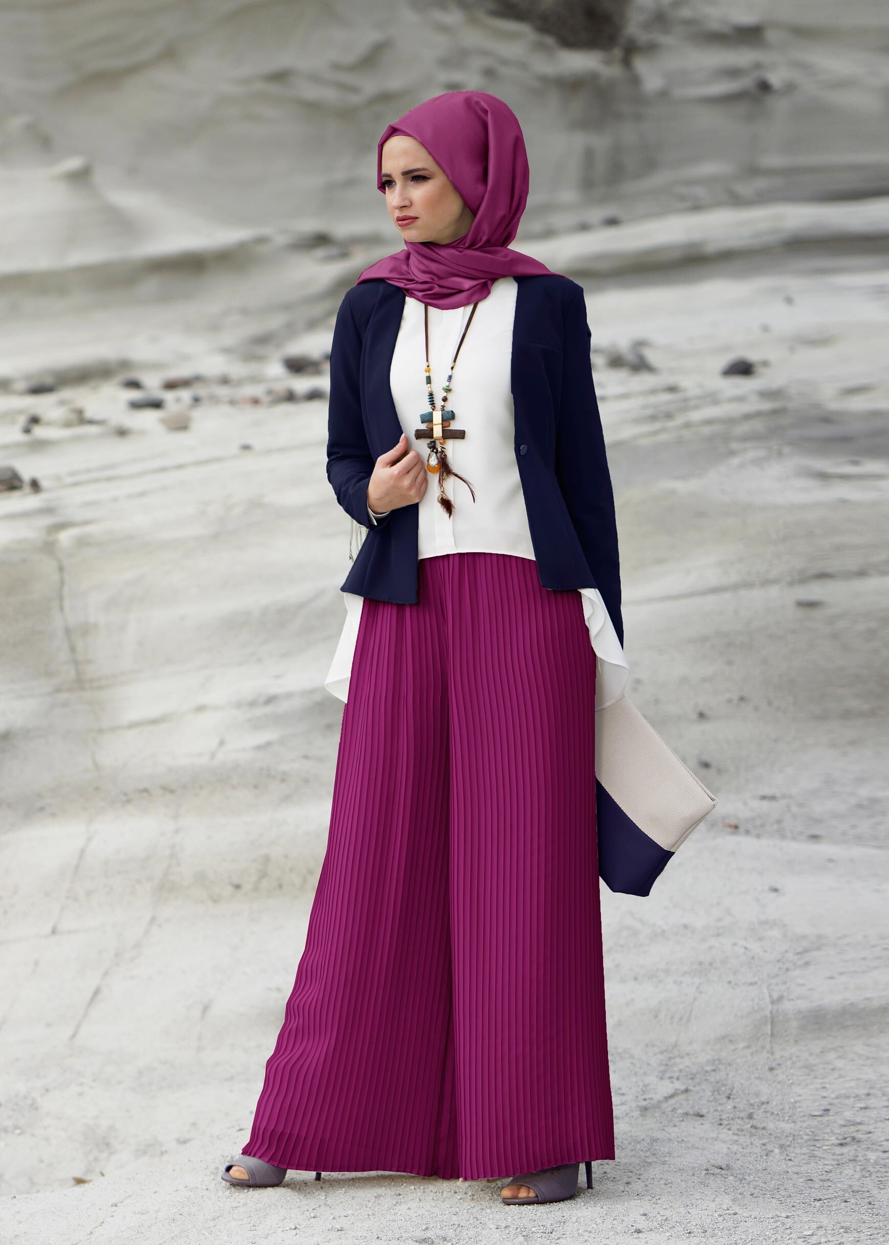 Tesettür giyim MÜRDÜM 7122 NEW MULTİ ŞİFON PANTOLON 38/46