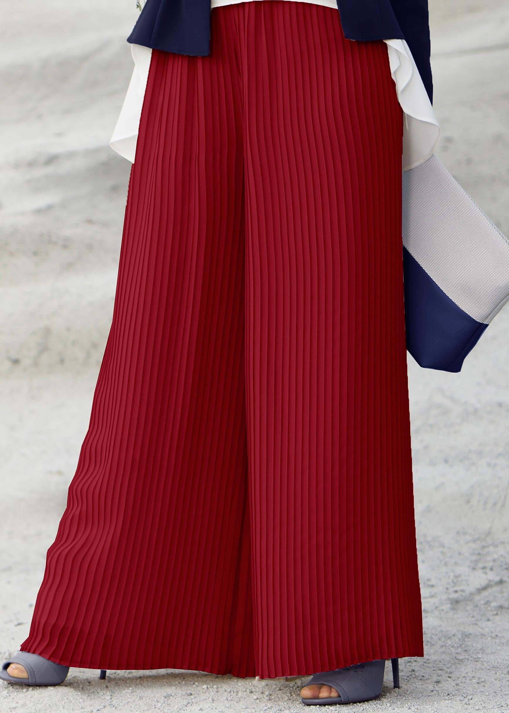 Tesettür giyim BORDO 7122 NEW MULTİ ŞİFON PANTOLON 38/46