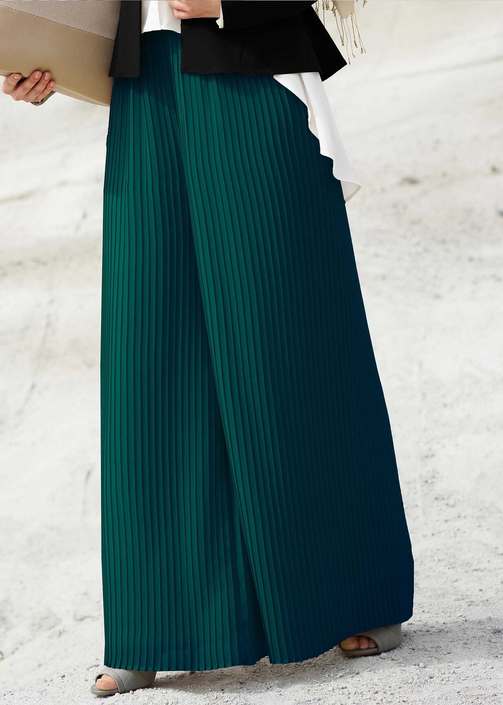 Tesettür giyim YEŞİL 7122 NEW MULTİ ŞİFON PANTOLON 38/46