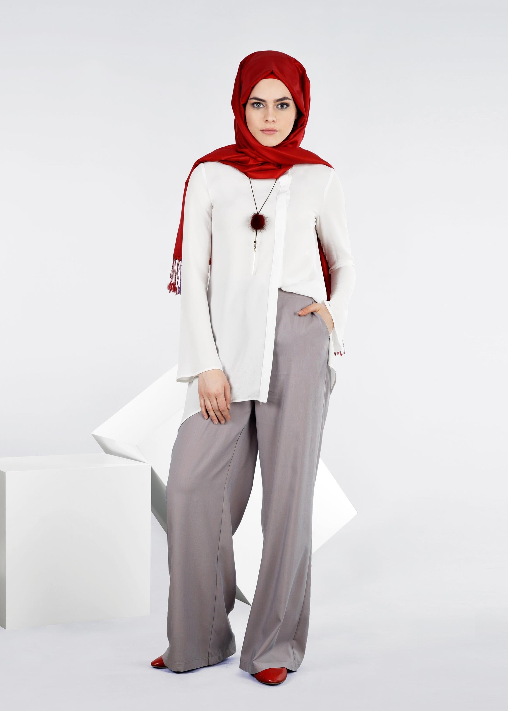 Tesettür giyim GRİ 7128 17580 PANTOLON 38/46 TEK40