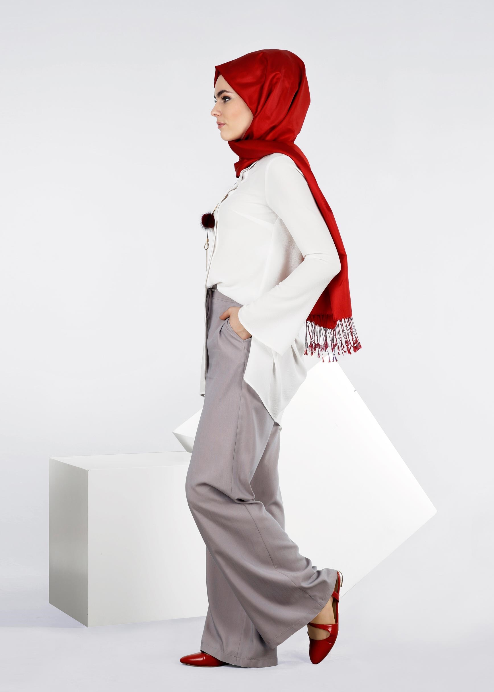 Tesettür giyim GRİ 7128 17580 PANTOLON 38/46 TEK40