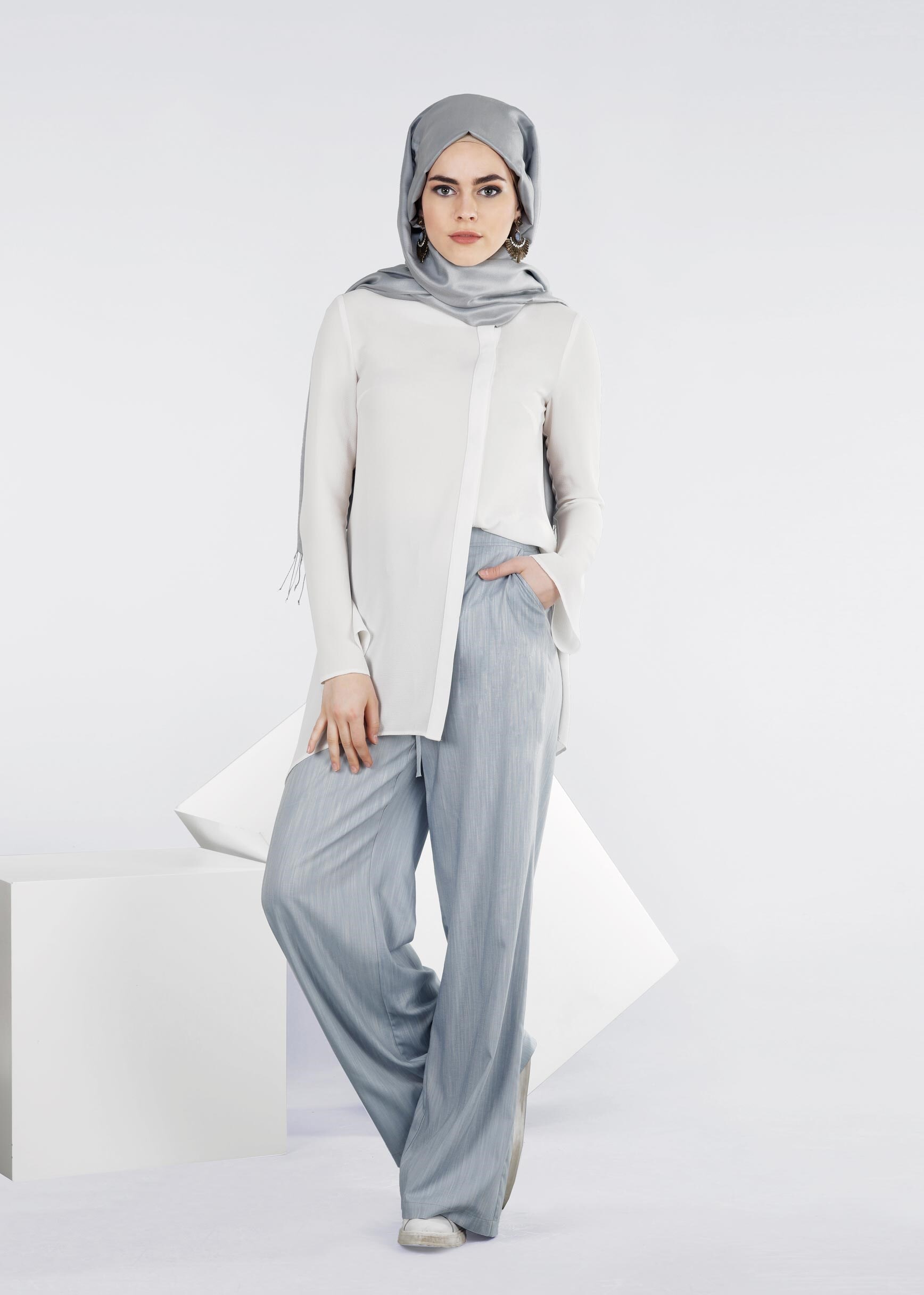 Tesettür giyim MAVİ 7128 17580 PANTOLON 38/46 TEK40