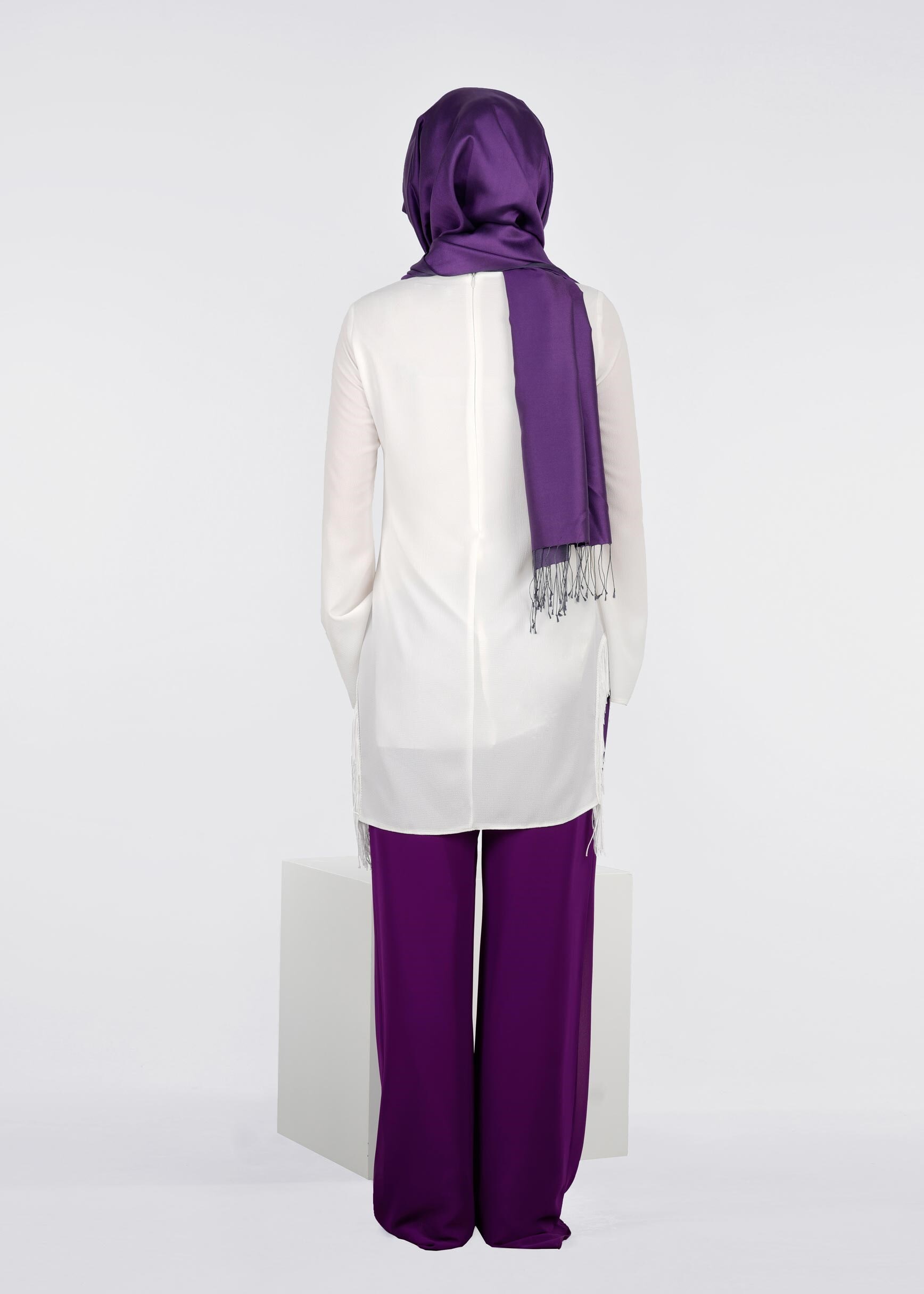 Tesettür giyim MOR 7135 NEW MULTİ ŞİFON PANTOLON 40/44