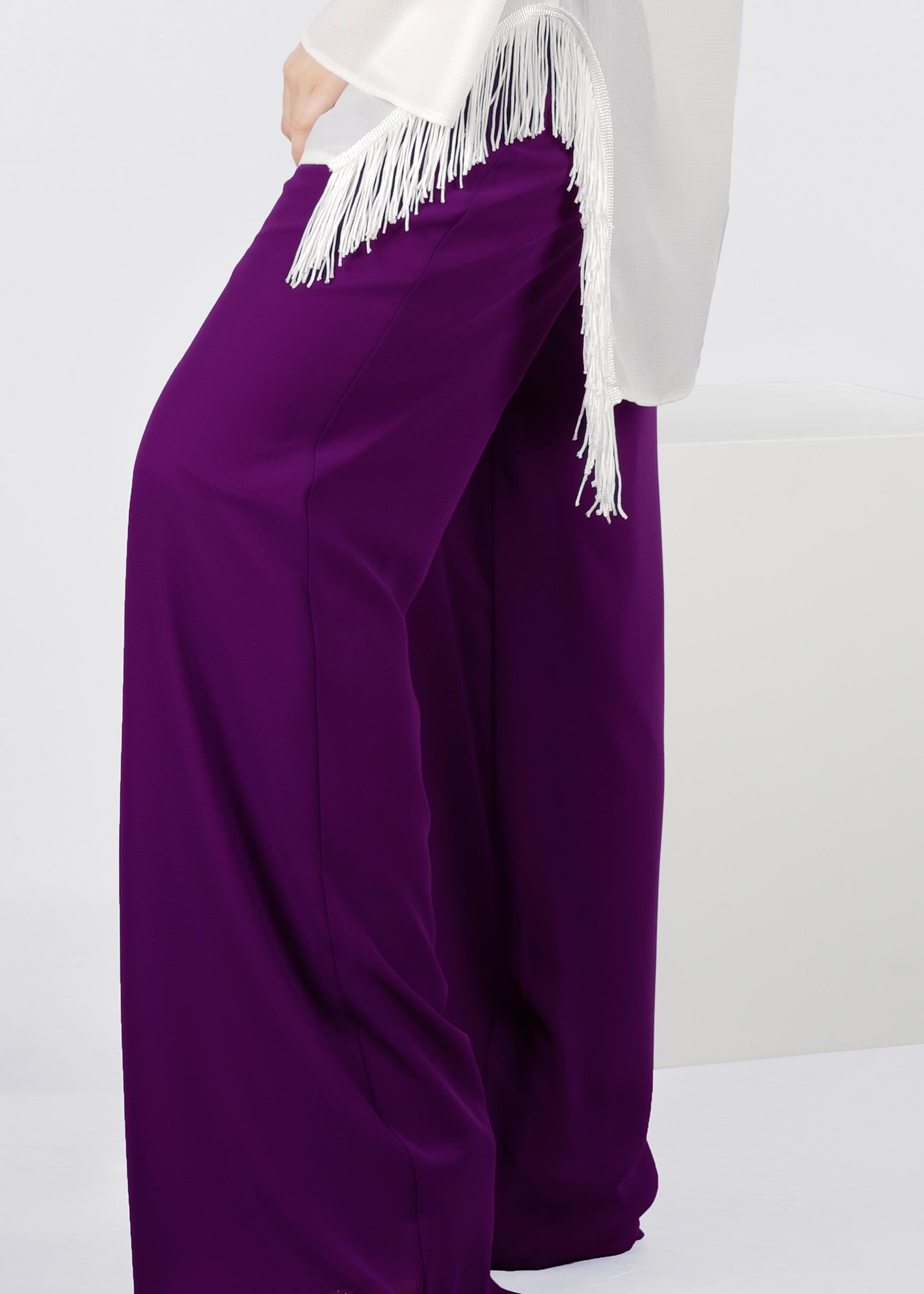 Tesettür giyim MOR 7135 NEW MULTİ ŞİFON PANTOLON 40/44