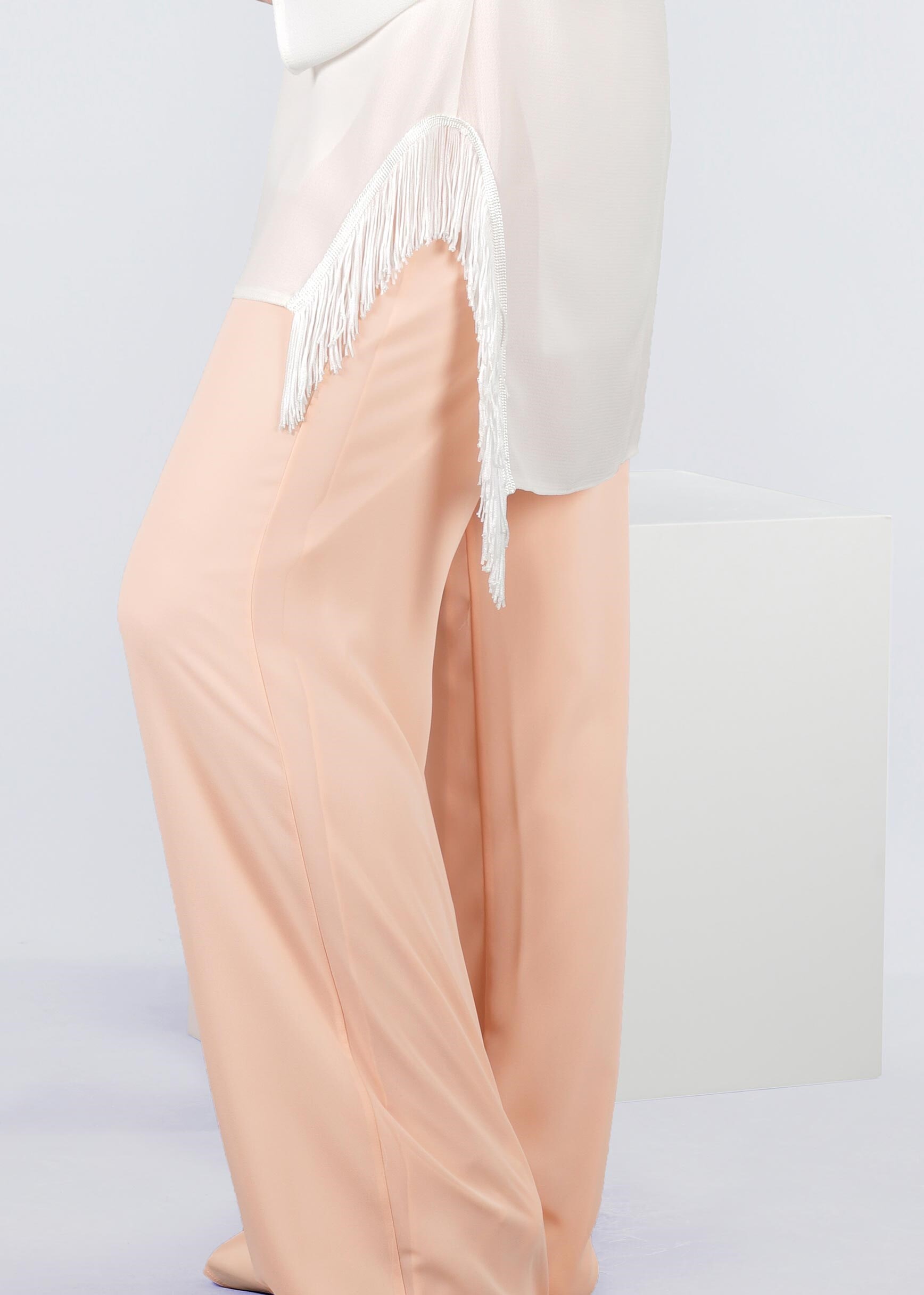 Tesettür giyim PUDRA 7135 NEW MULTİ ŞİFON PANTOLON 40/44