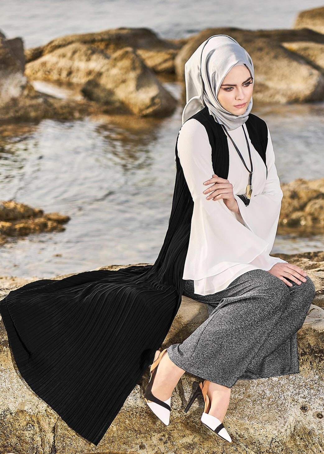 Tesettür giyim SİYAH 7140 SİM STİL PANTOLON 38/46 TEK40