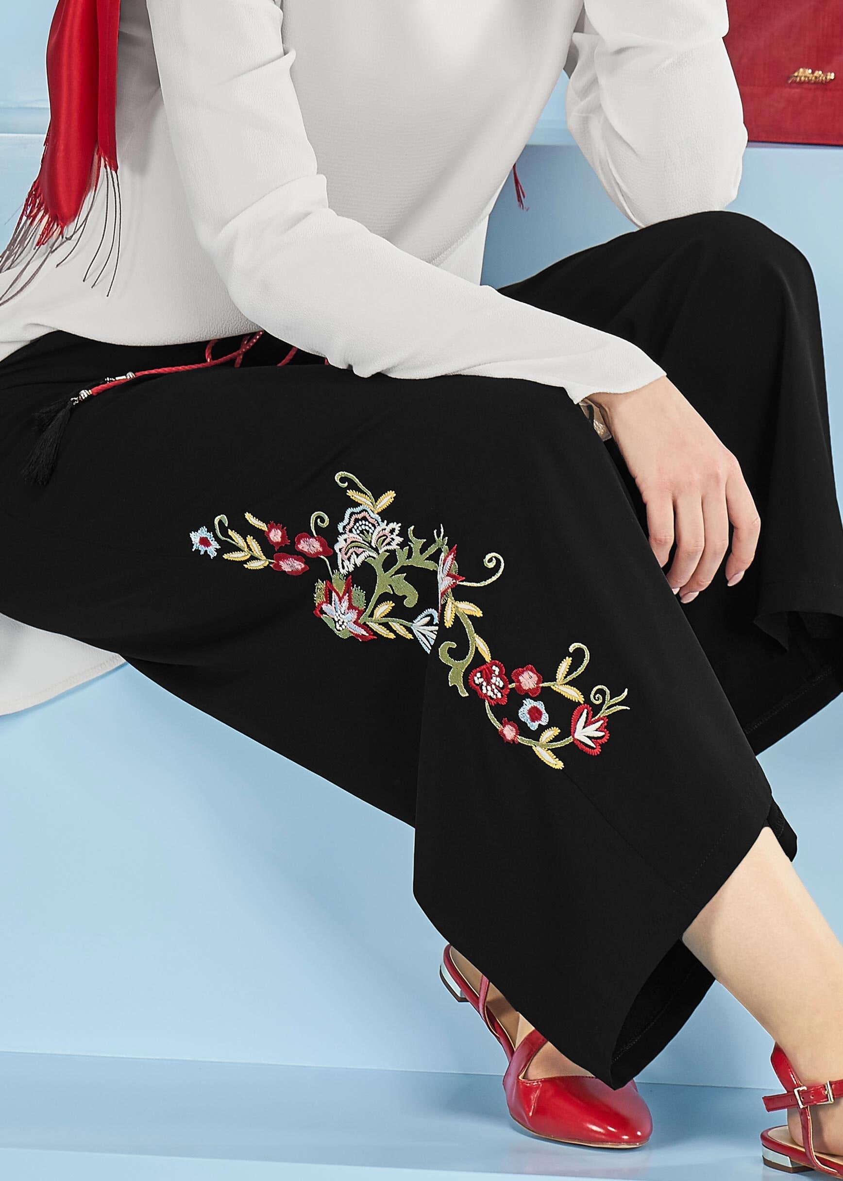 Tesettür giyim SİYAH 7147 ULUDAĞ PANTOLON 36/46 TEK40