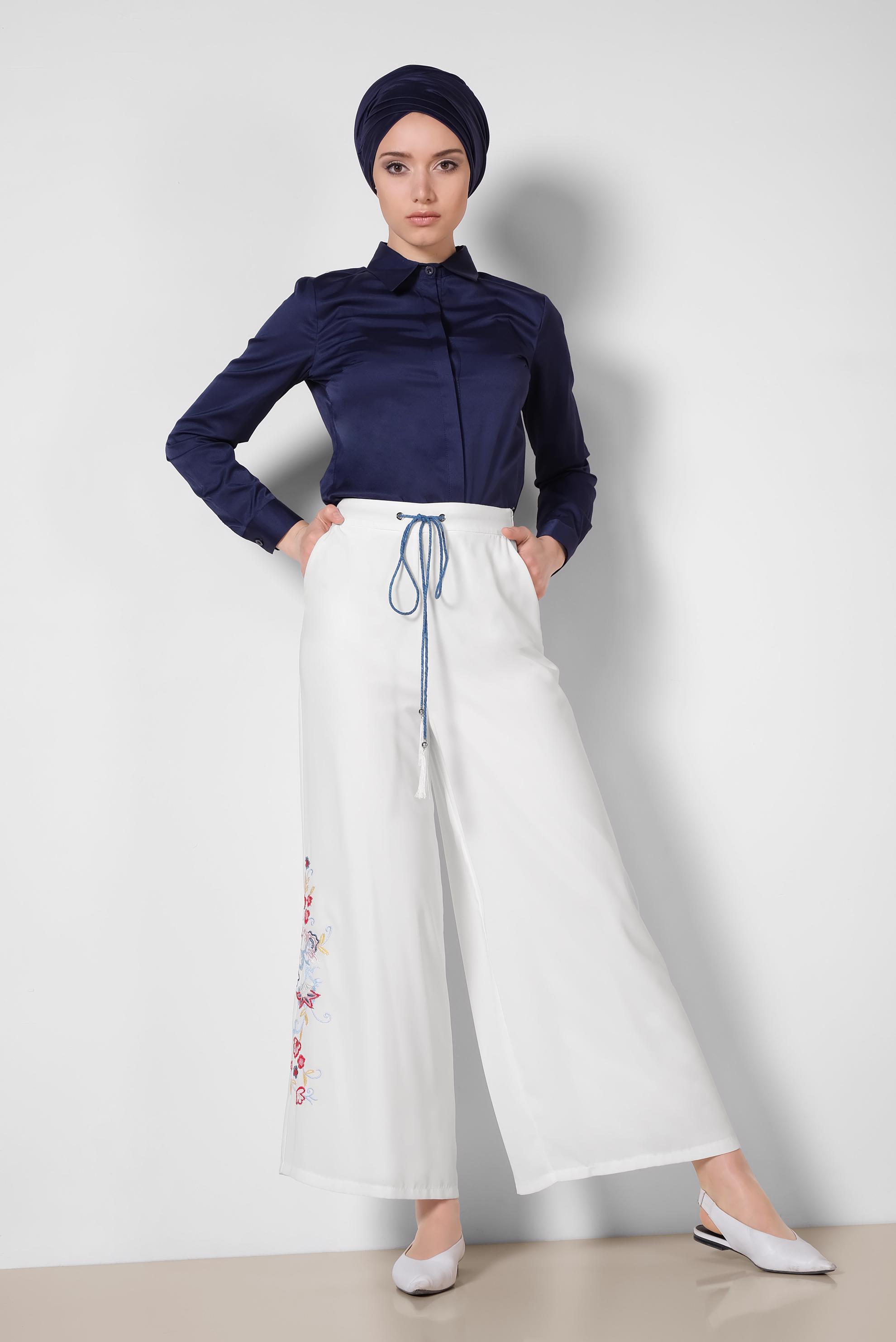 Tesettür giyim BEYAZ 7147 ULUDAĞ PANTOLON 36/46 TEK40