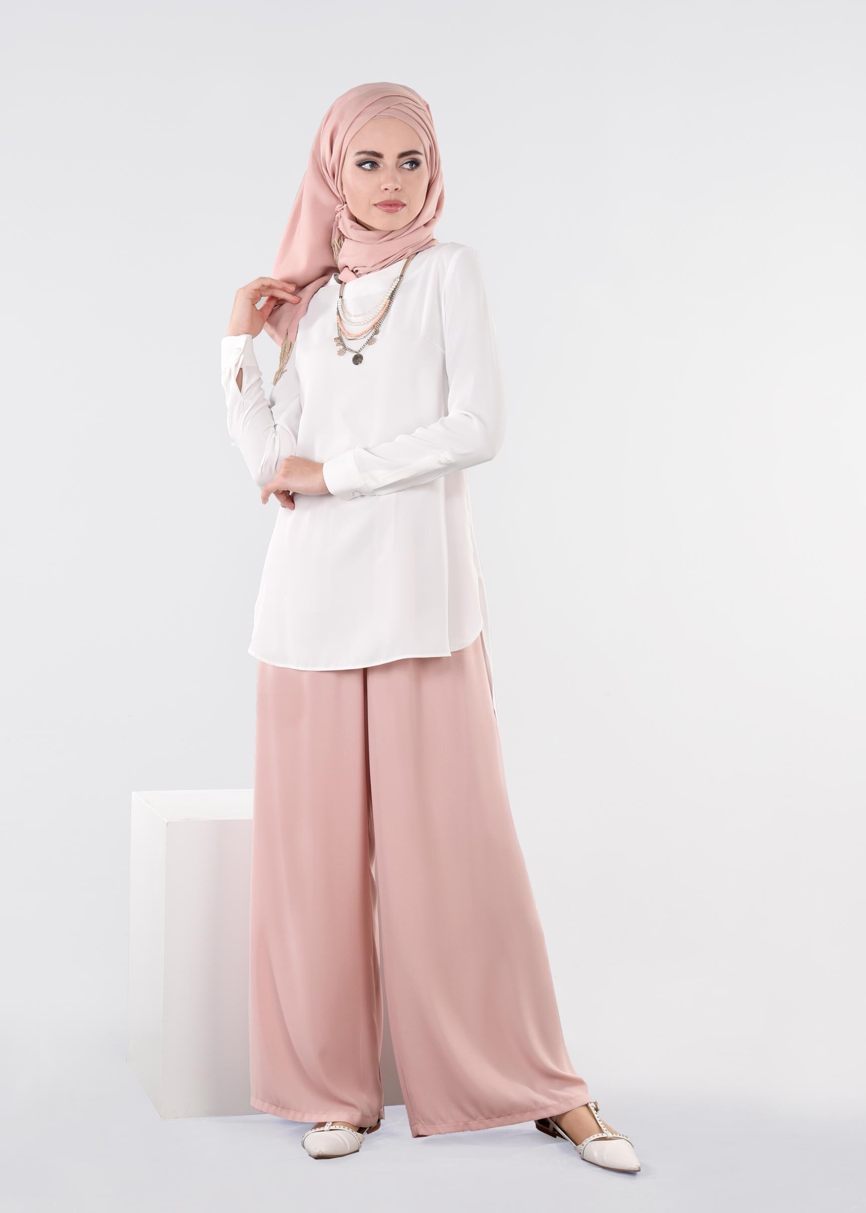 Tesettür giyim PUDRA 7149 ALEYNA PANTOLON 38/48 TEK40