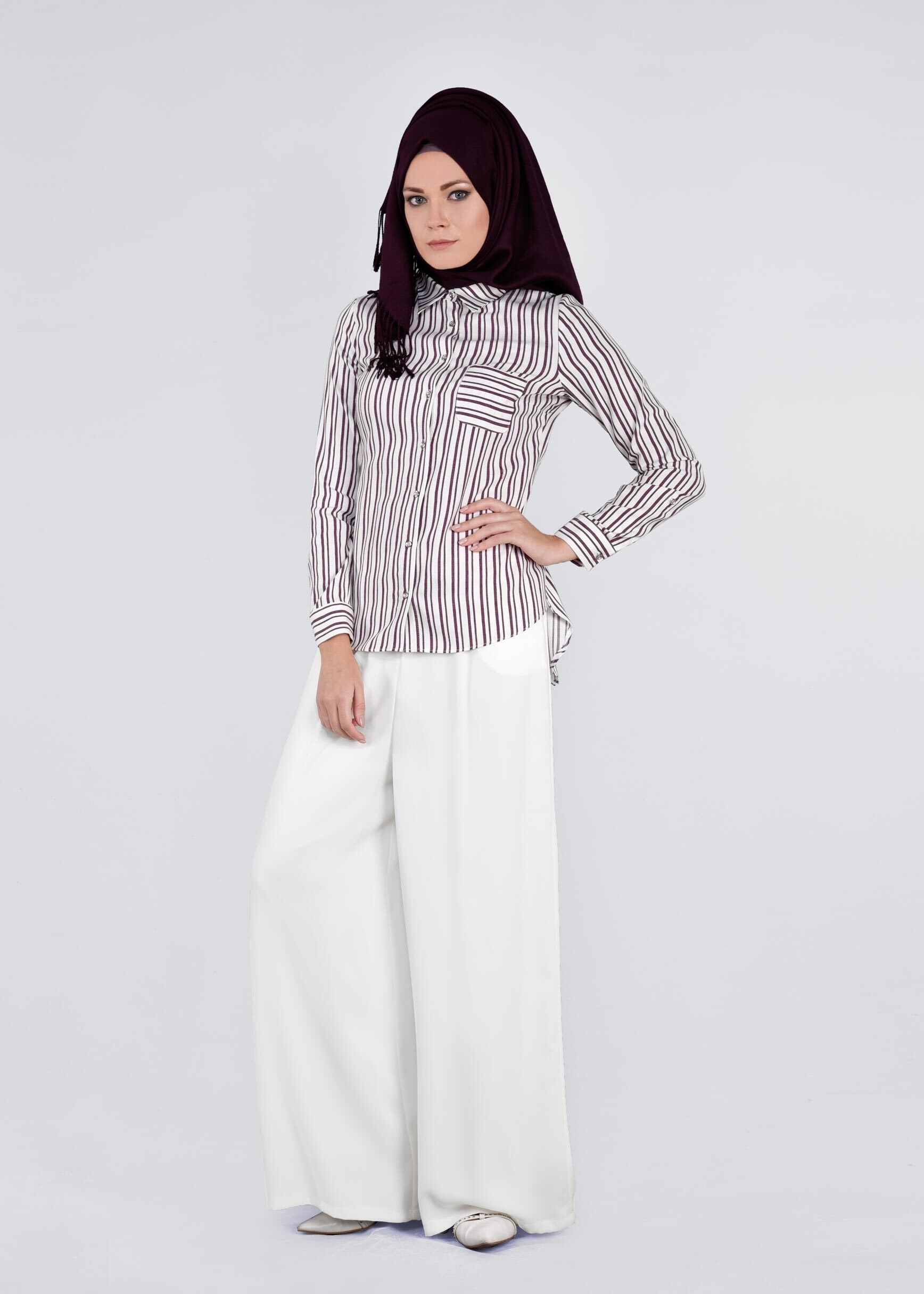 Tesettür giyim BEYAZ 7154 DİMA PANTOLON 38/46TEK36