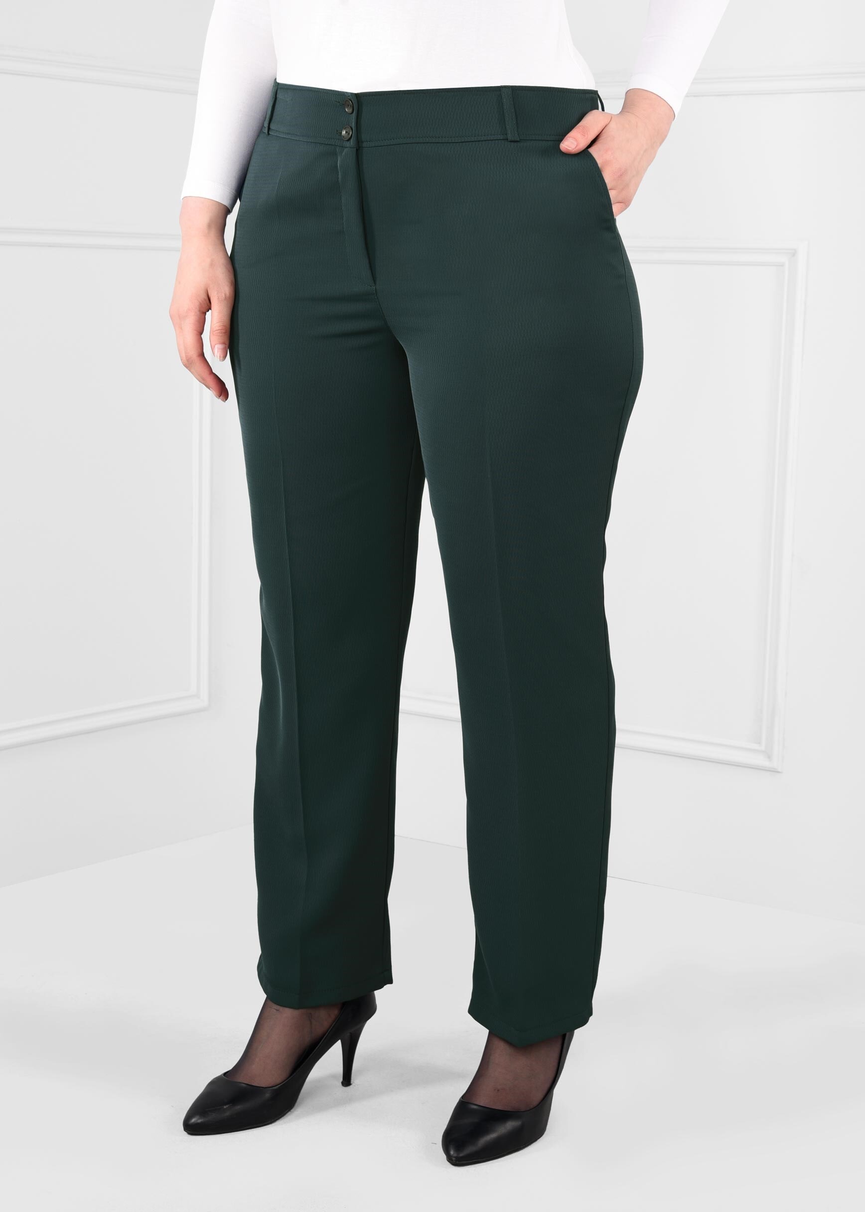 Tesettür giyim YEŞİL 7157 BAKLAVA PANTOLON 42/52 TEK44