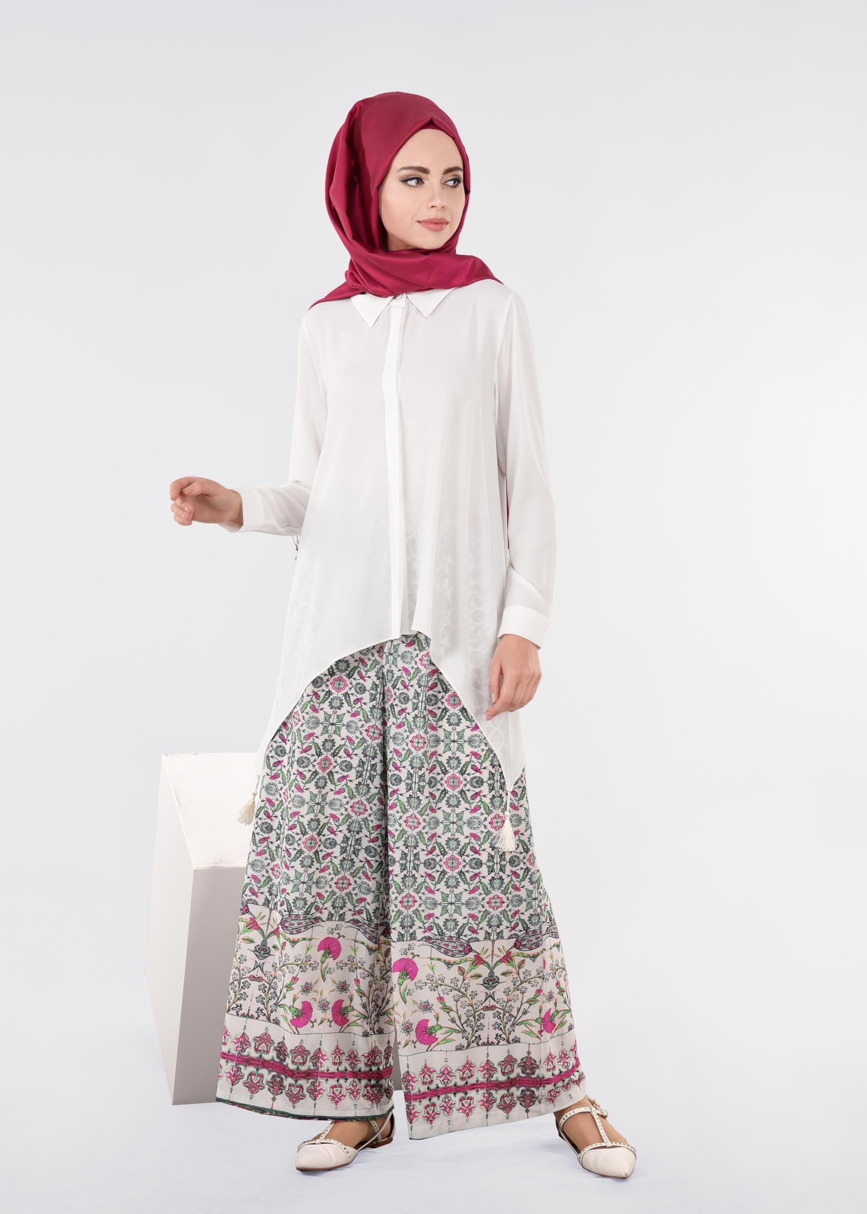Tesettür giyim FUŞYA 7177 BURBLE 7953 PANTOLON 40/48 TEK38
