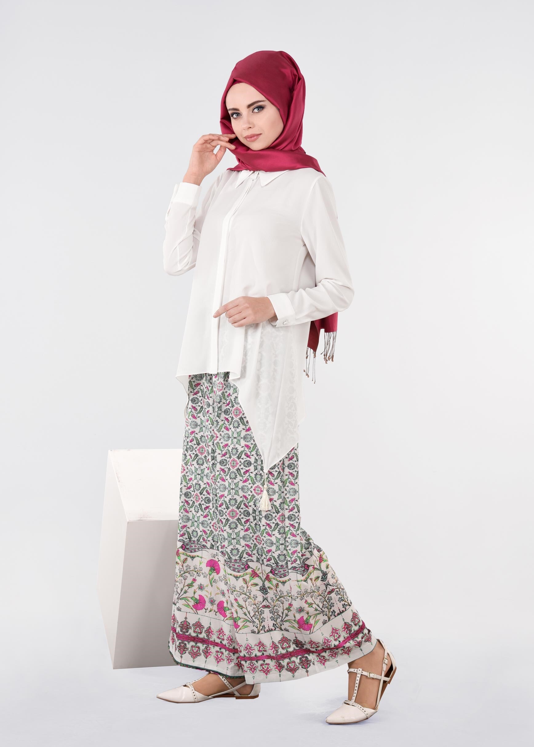 Tesettür giyim FUŞYA 7177 BURBLE 7953 PANTOLON 40/48 TEK38